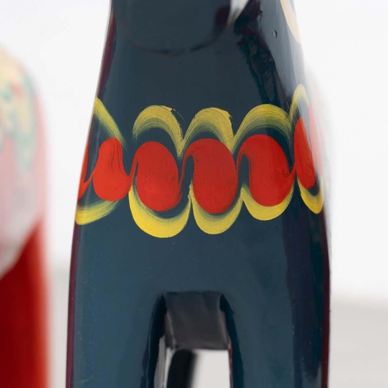 Set of 5 Handpainted Swedish Traditional Dala Horse Toys For Sale 8