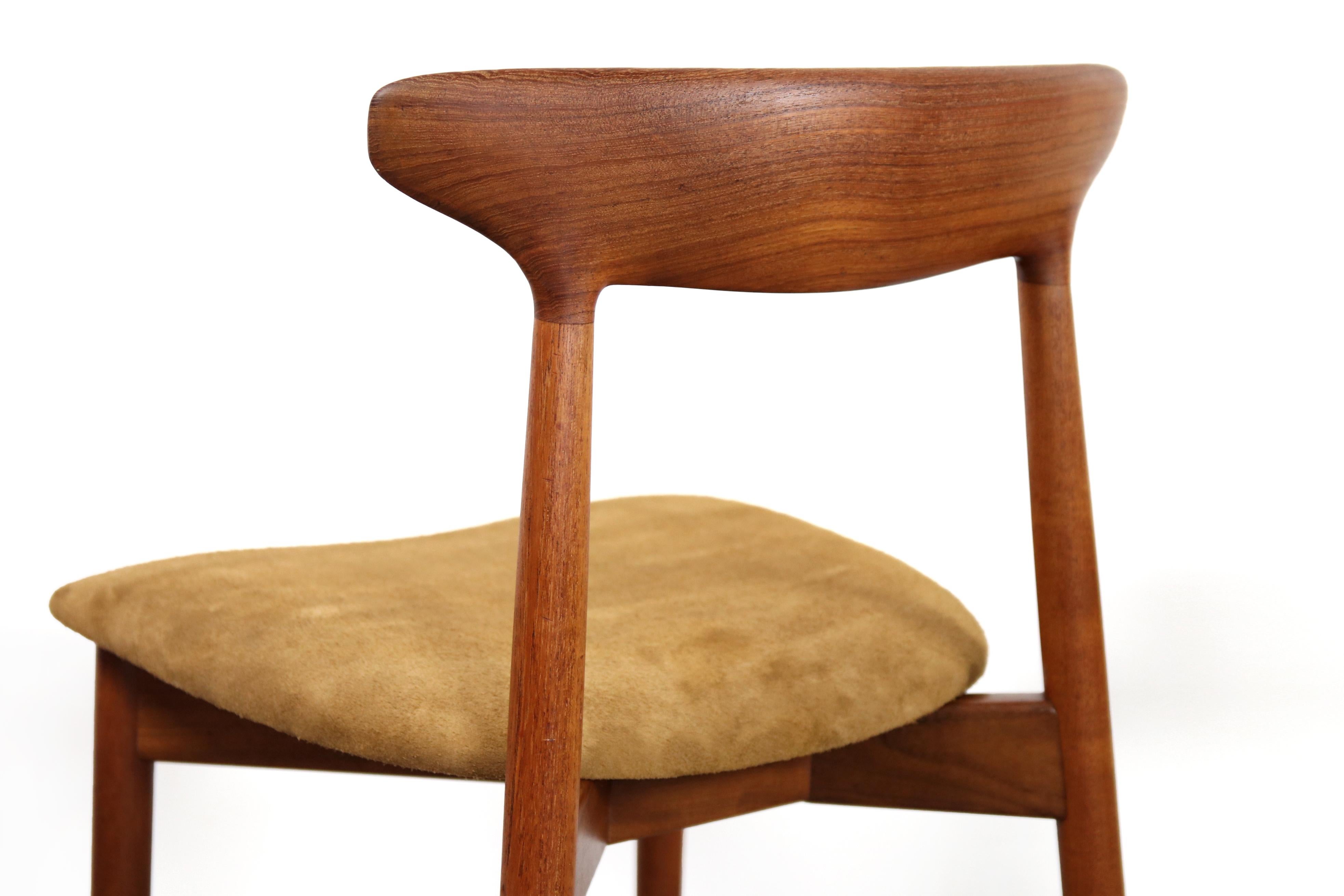Set of 5 Harry Ostergaard Model 59 Dining Chairs in Teak and Nubuck Leather In Good Condition In Amsterdam, Noord Holland