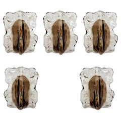 Set of 5 Ice Glass Wall Lamps by J.T. Kalmar