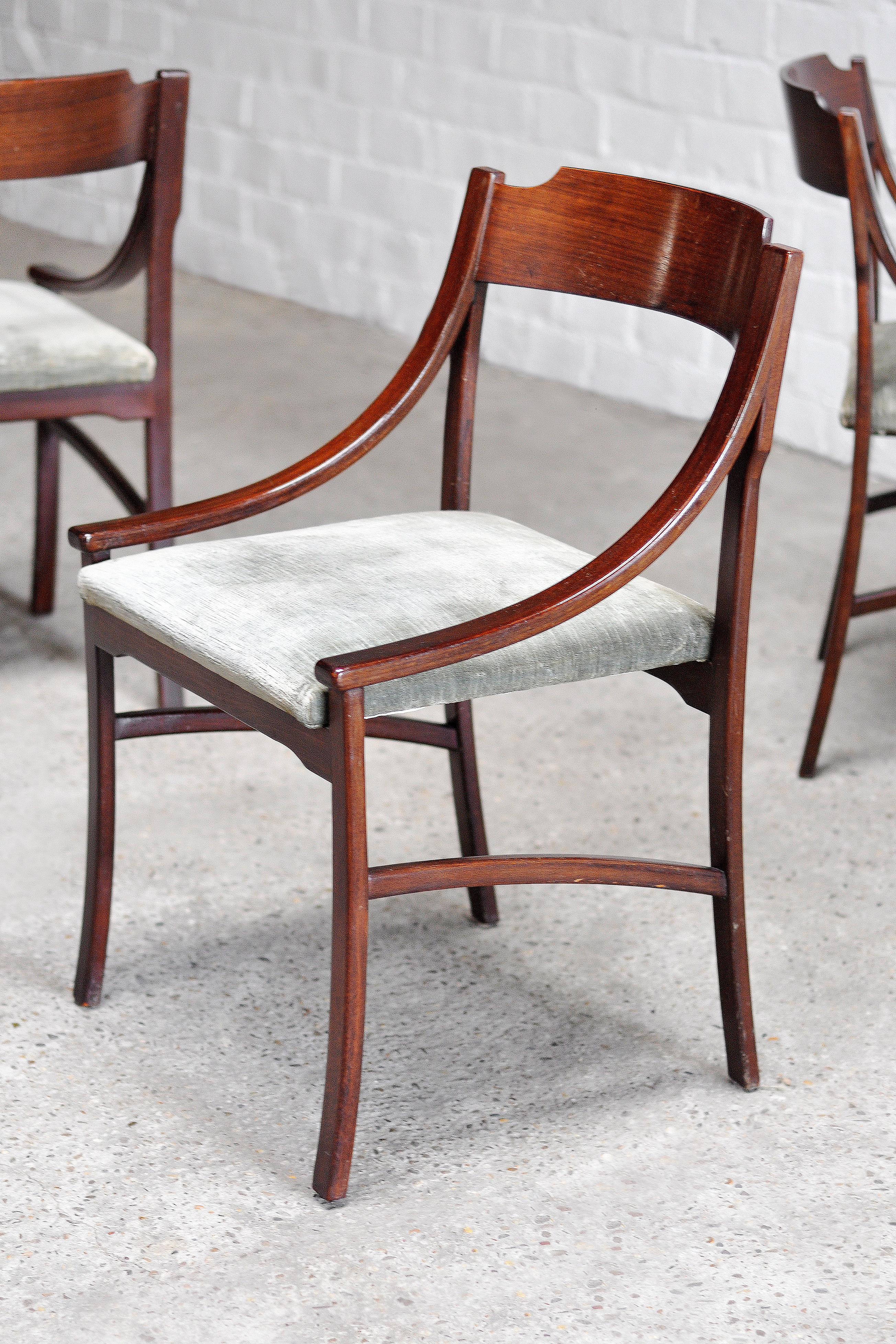 Mid-Century Modern Set of 5 Ico Parisi Italian Rosewood Dining Chairs, 1960's