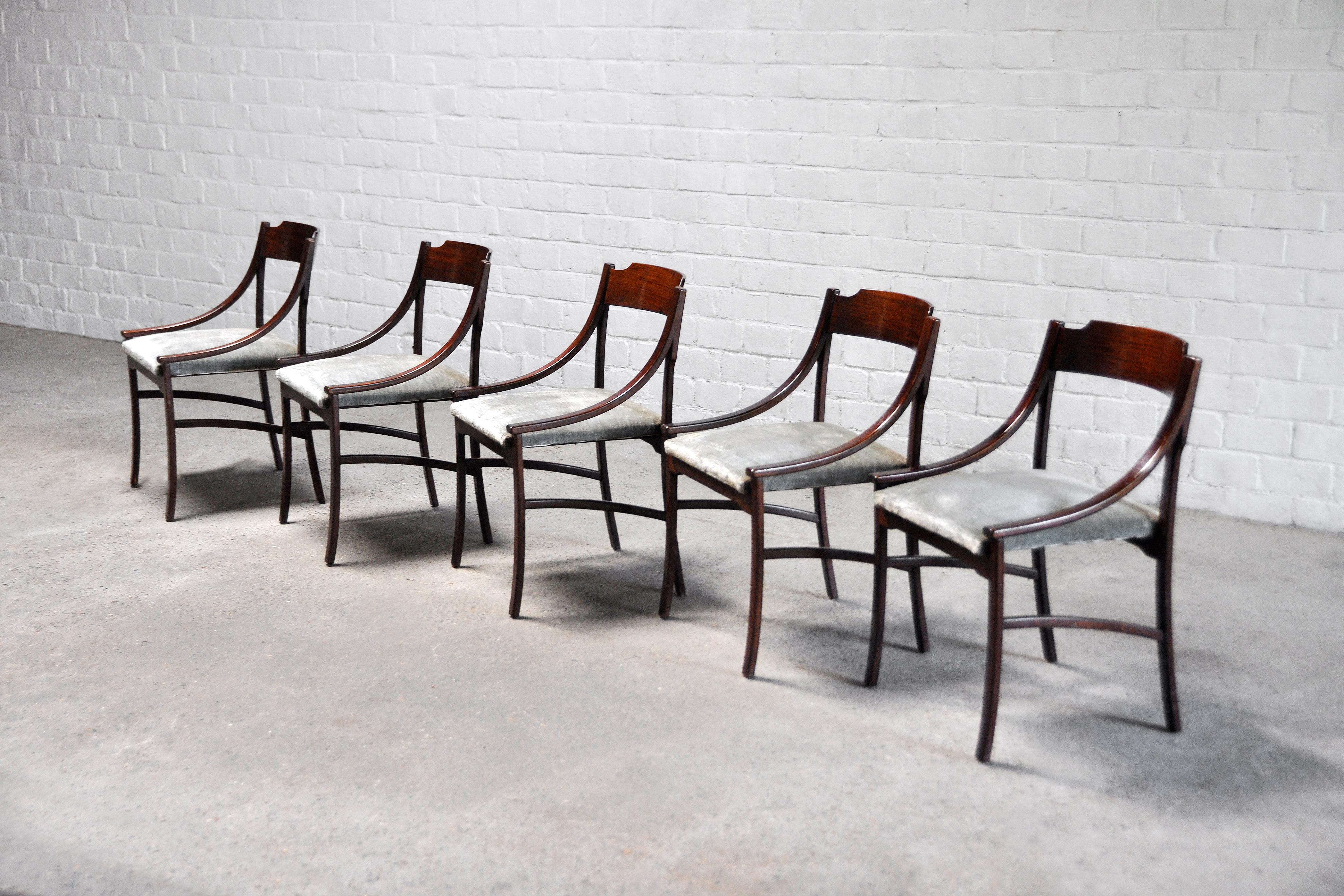 Set of 5 Ico Parisi Italian Rosewood Dining Chairs, 1960's In Good Condition In Zwijndrecht, Antwerp