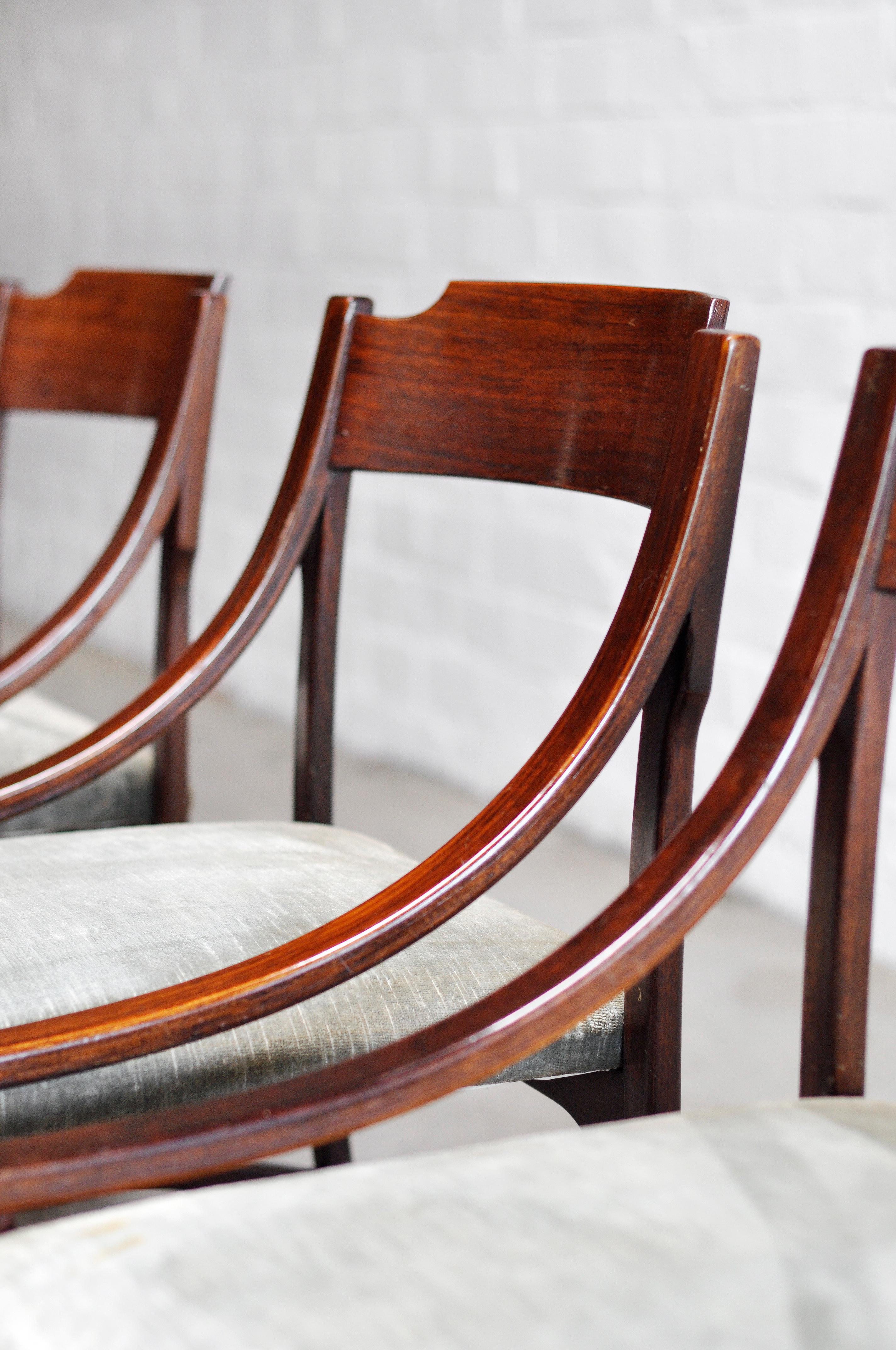 Set of 5 Ico Parisi Italian Rosewood Dining Chairs, 1960's 3