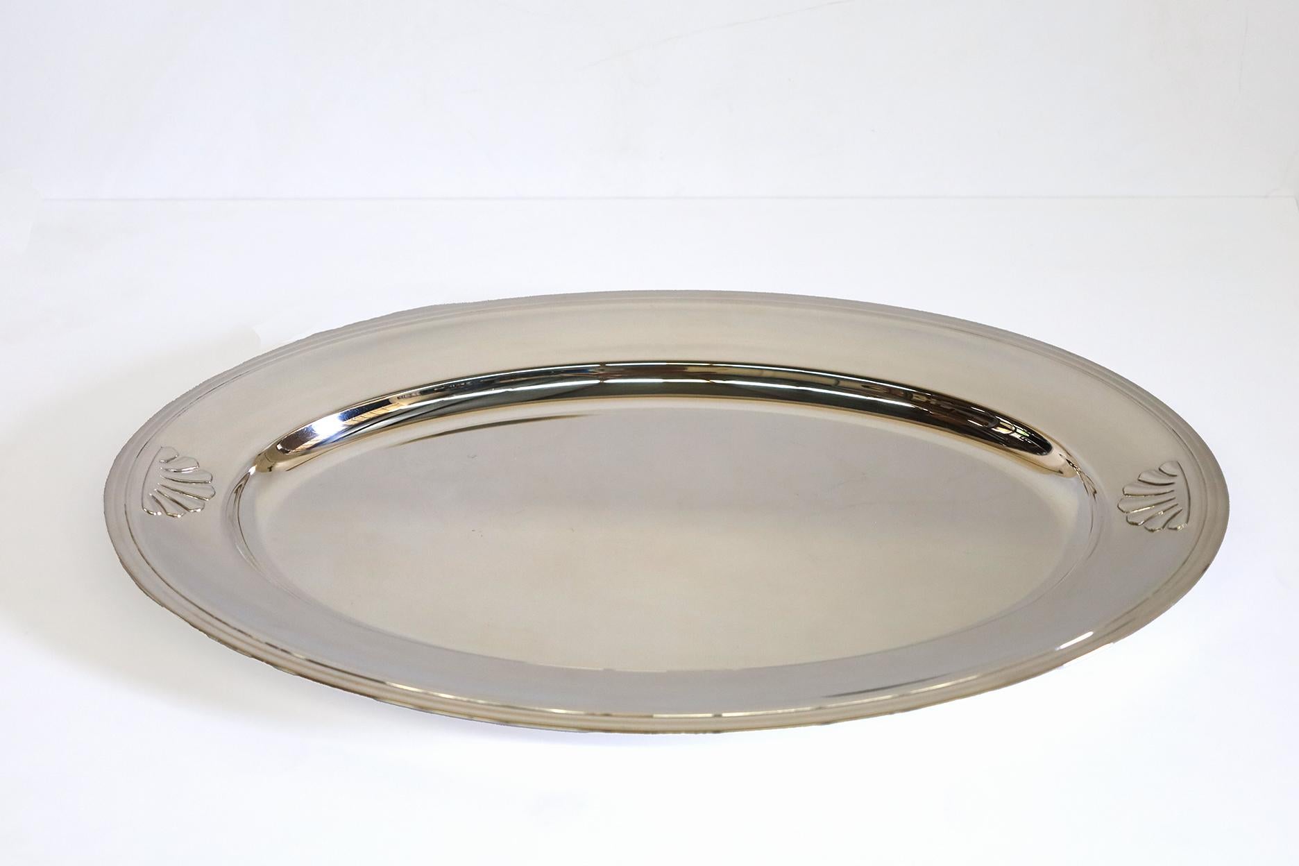 Modern Set of 5 Iconic Christofle Malmaison Silver Plated Round Presentation Plates
