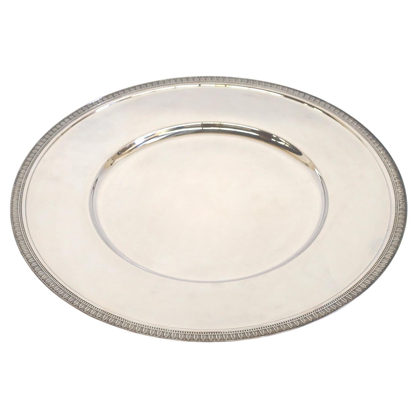 Set of 5 Iconic Christofle Malmaison Silver Plated Round Presentation Plates For Sale
