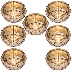 Set of  5 Iron and Clear Glass Flush Mounts/Wall Lights by Limburg, Oliver