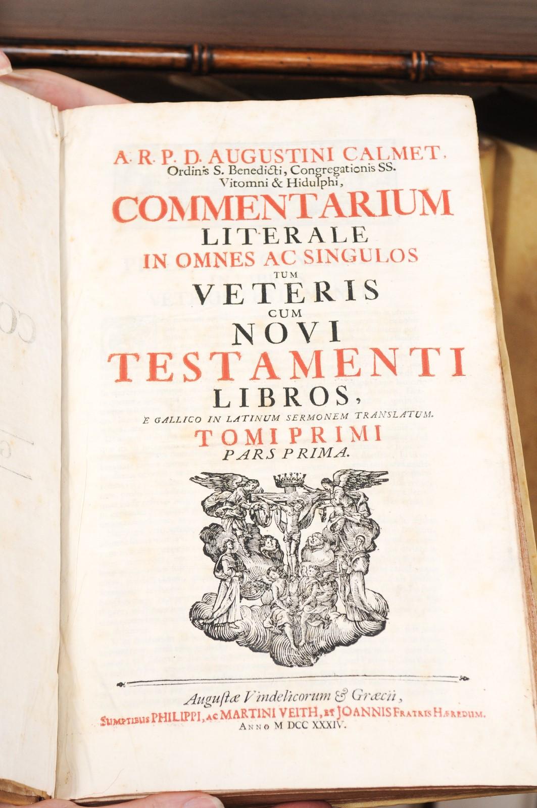 Set of 5 Italian 18th Century Vellum Books in Light Cream Color 6