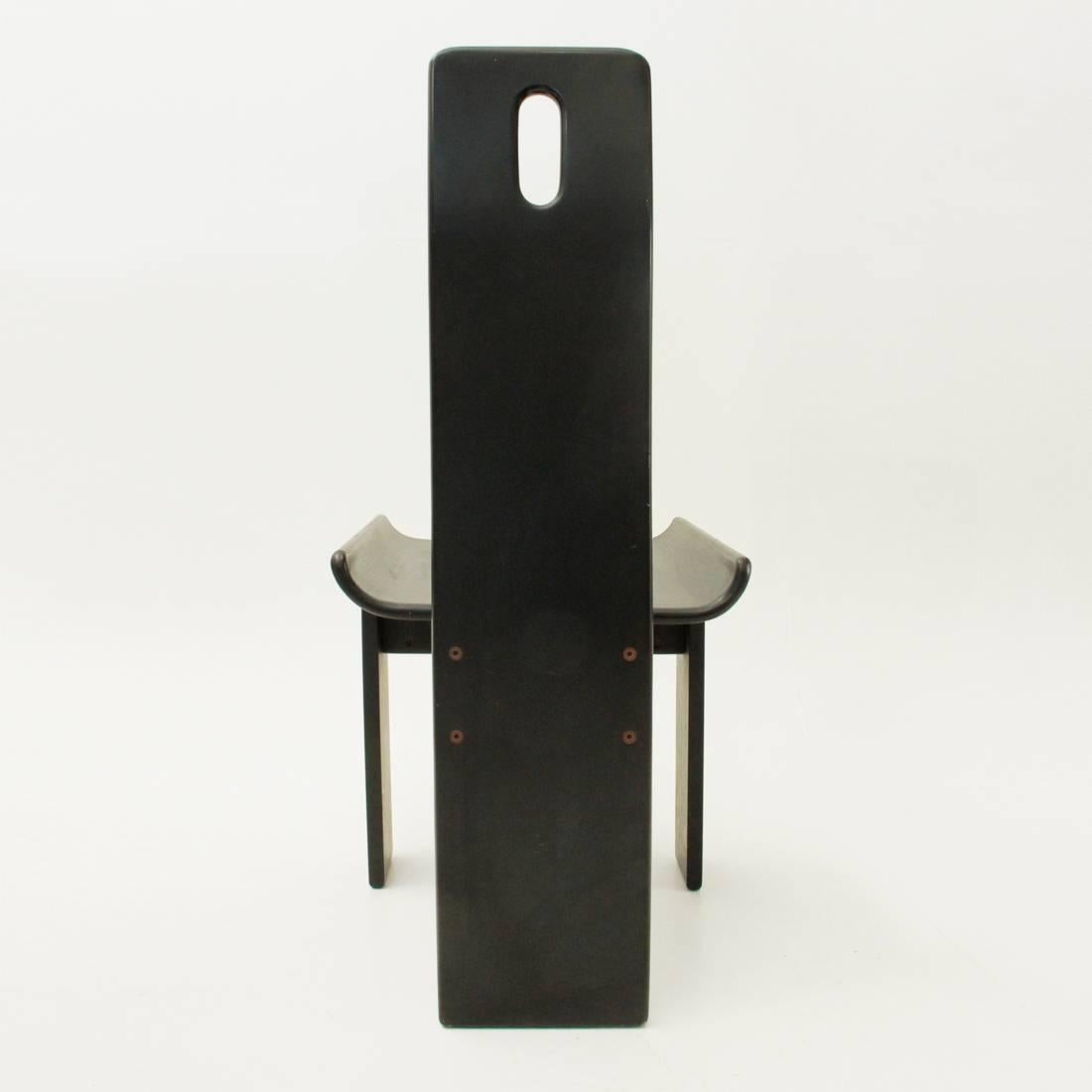 Set of Five Italian Black Lacquered Chairs, 1980s 1