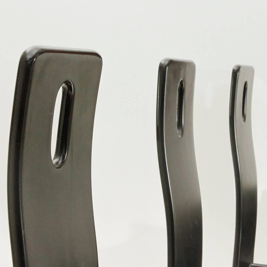 Set of Five Italian Black Lacquered Chairs, 1980s 2