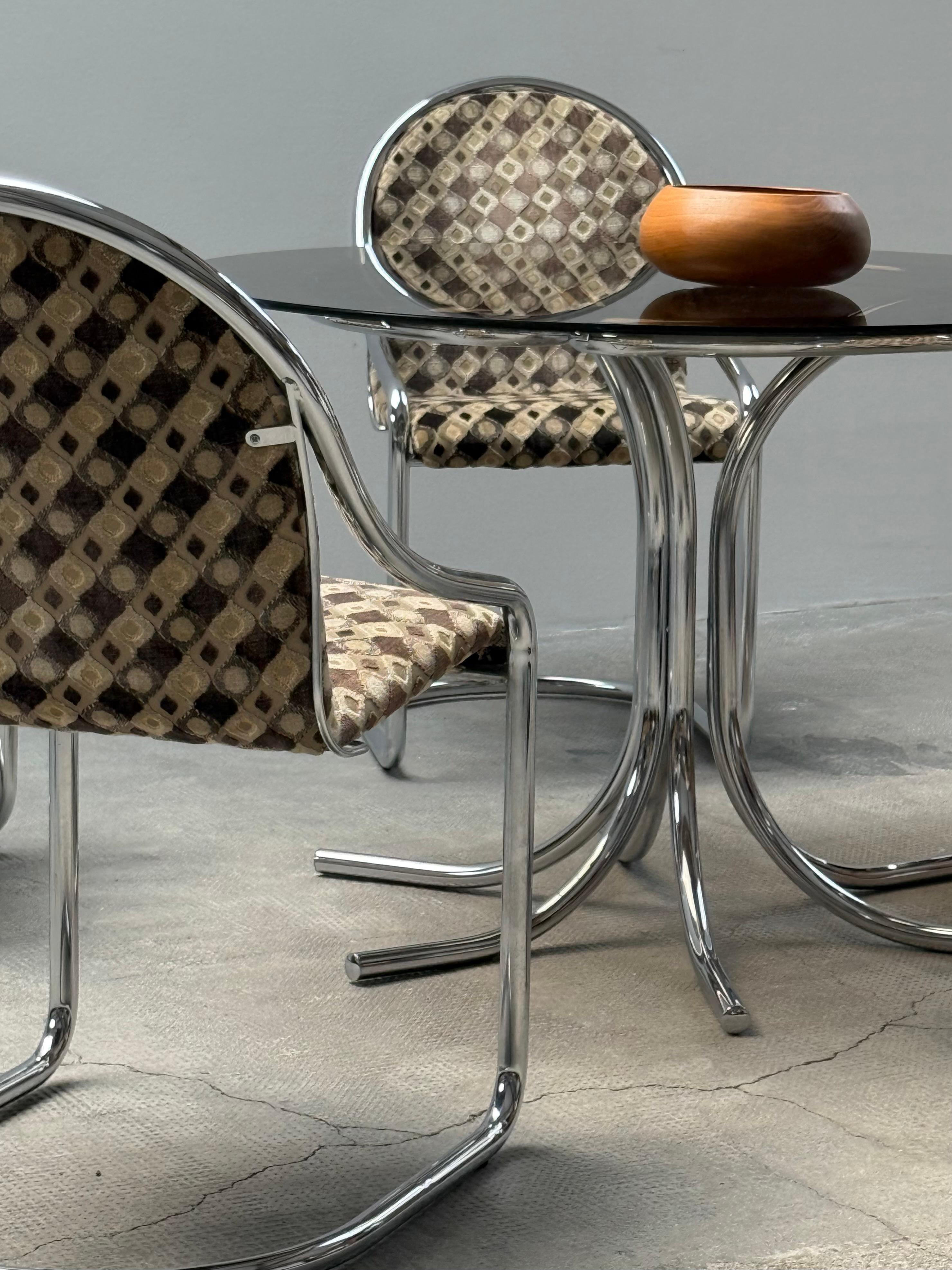 SET OF 5 ITALIAN CANTILEVER DINING CHAIRS IN THE STYLE OF GASTONE RINALDI 1960s For Sale 3