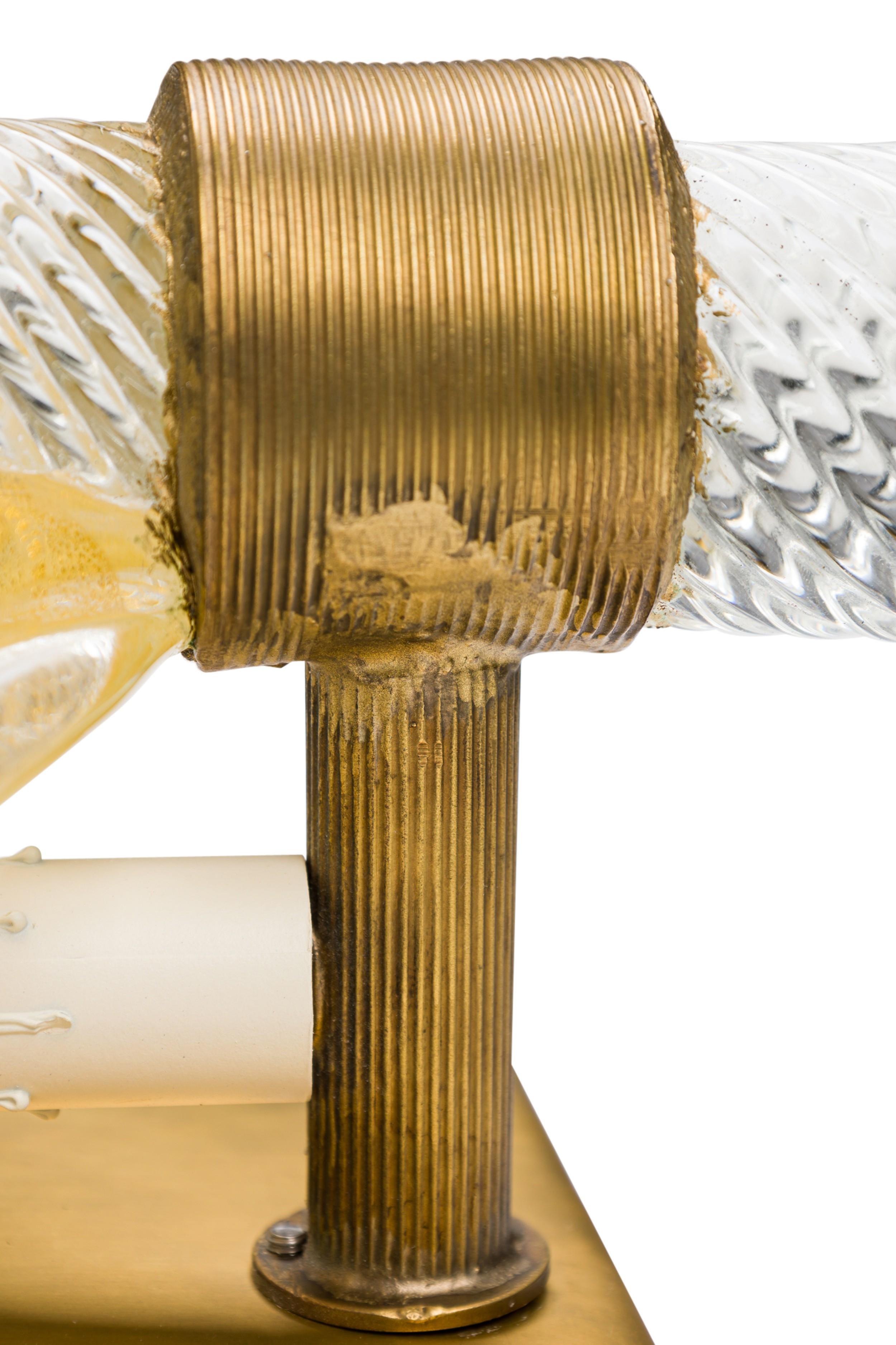 Juego de 5 apliques italianos de mediados de siglo con hojas de cristal de Murano en venta 4