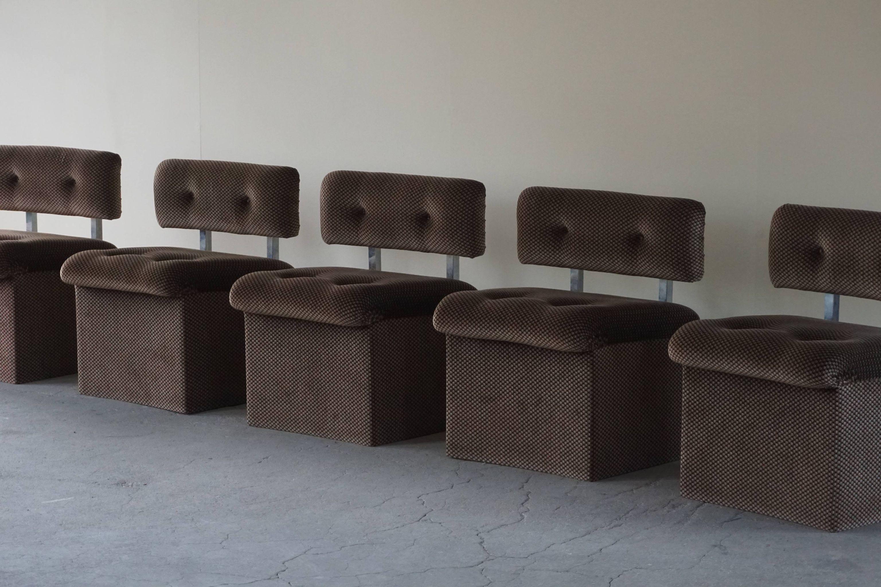 Fabric Set of 5 Italian Modern Modular Lounge Chairs, Late 20th Century