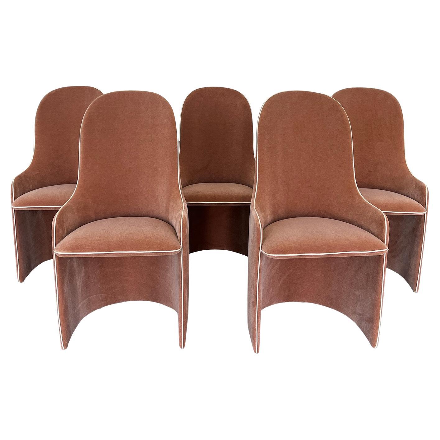 Set of 5 Italian Post-Modern Barrel-Back Dining Chairs