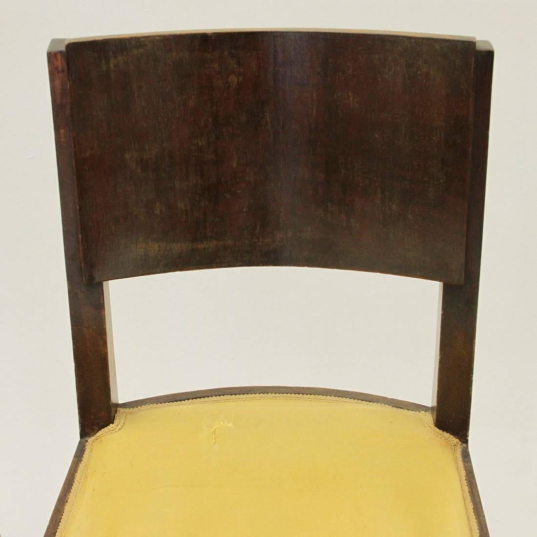 Set of Five Italian Wooden Art Deco Dining Chairs, 1940s 1