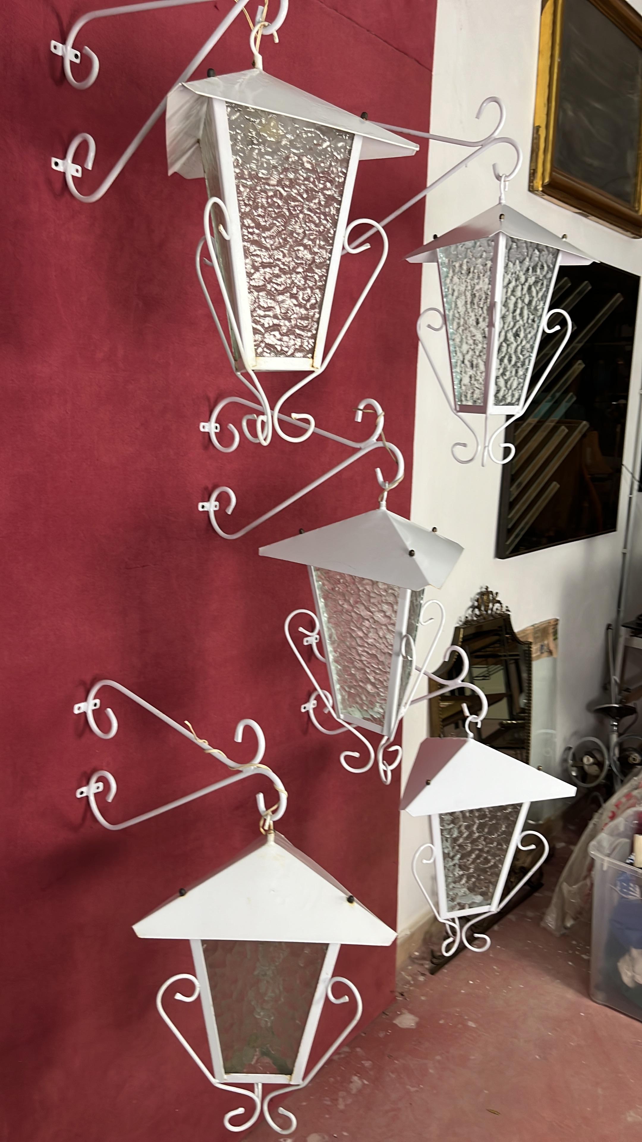 Set of 5 Italian Wrought Iron Wall Lamps, 1970s For Sale 1