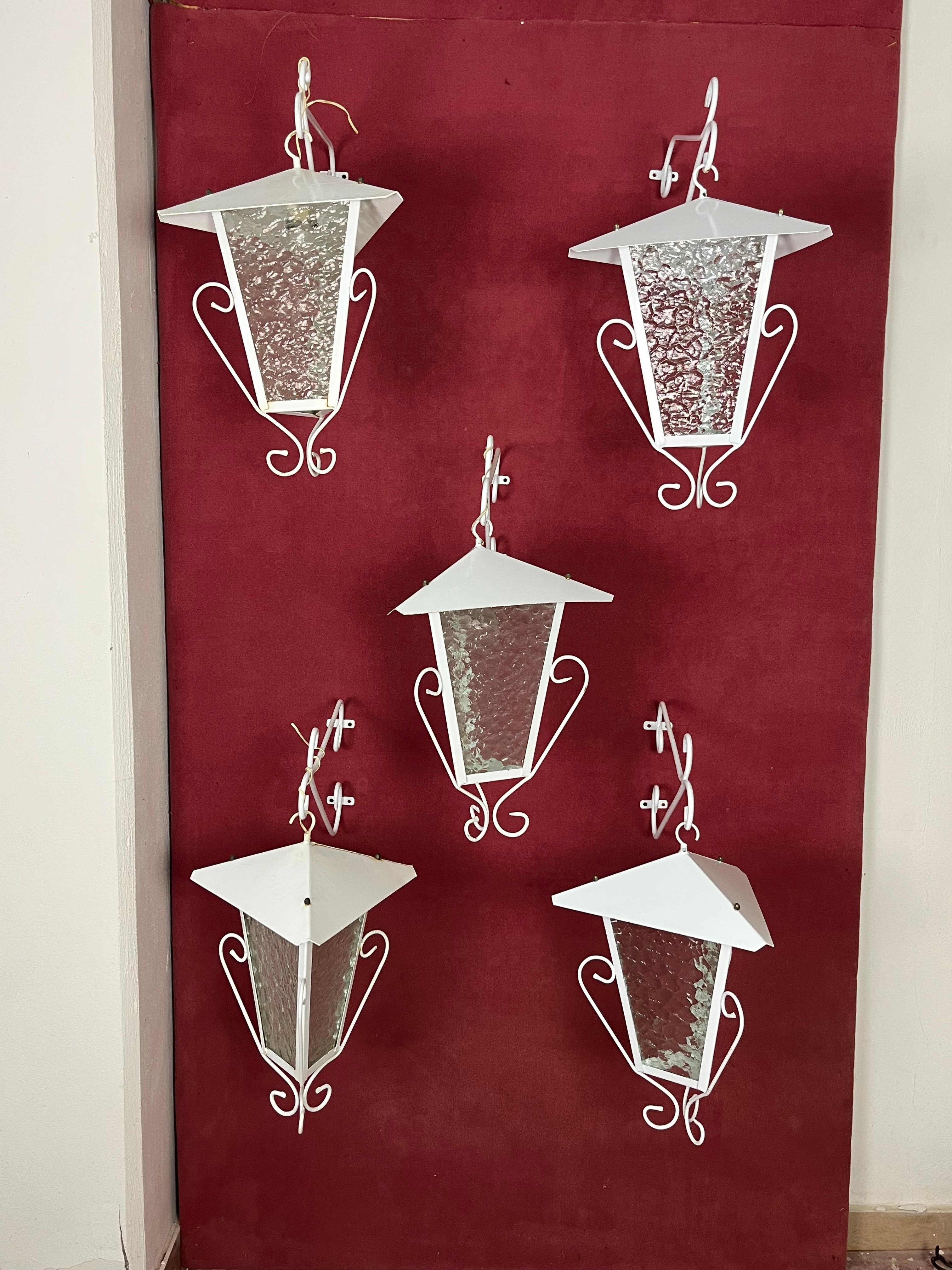 Set of 5 Italian Wrought Iron Wall Lamps, 1970s For Sale 2