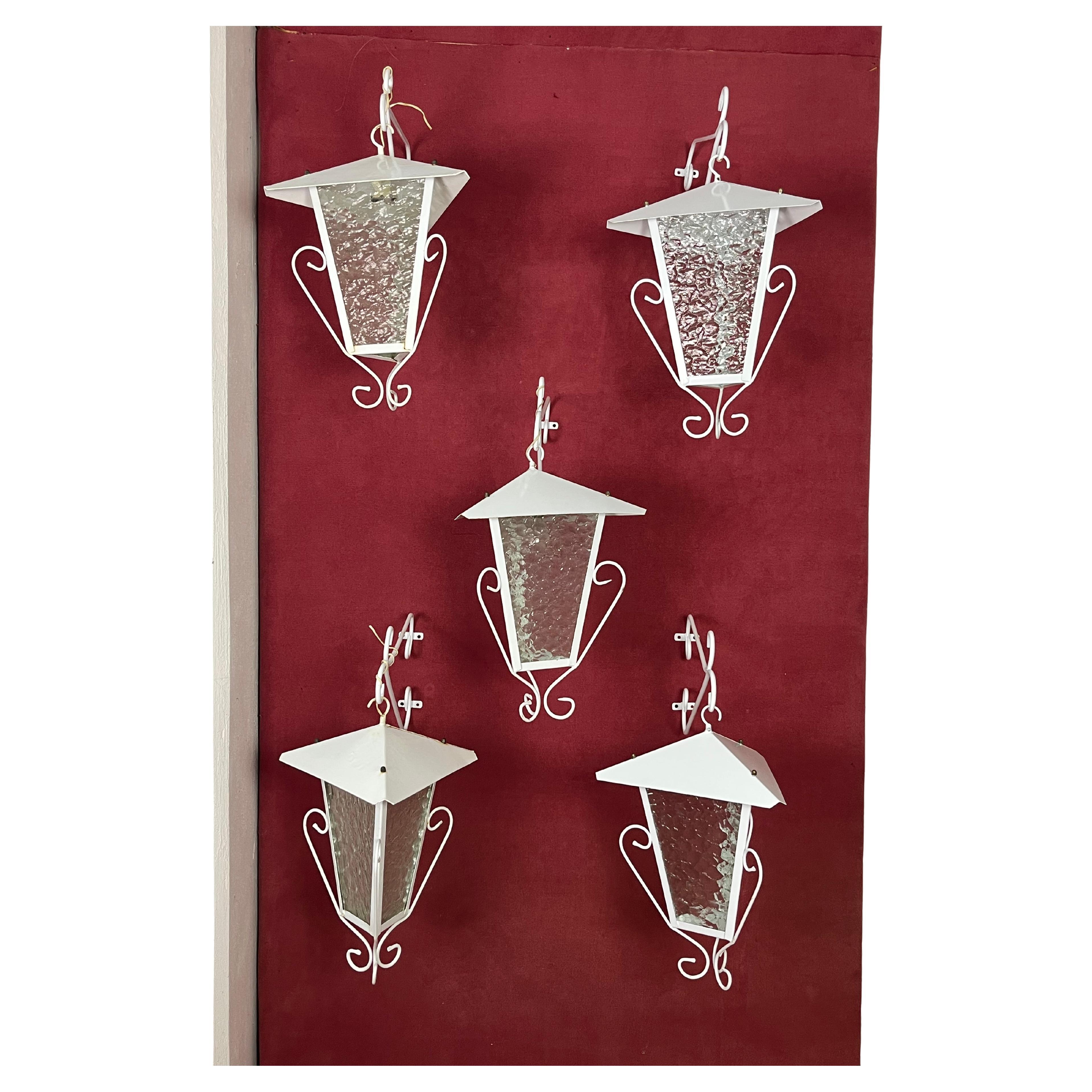 Set of 5 Italian Wrought Iron Wall Lamps, 1970s For Sale