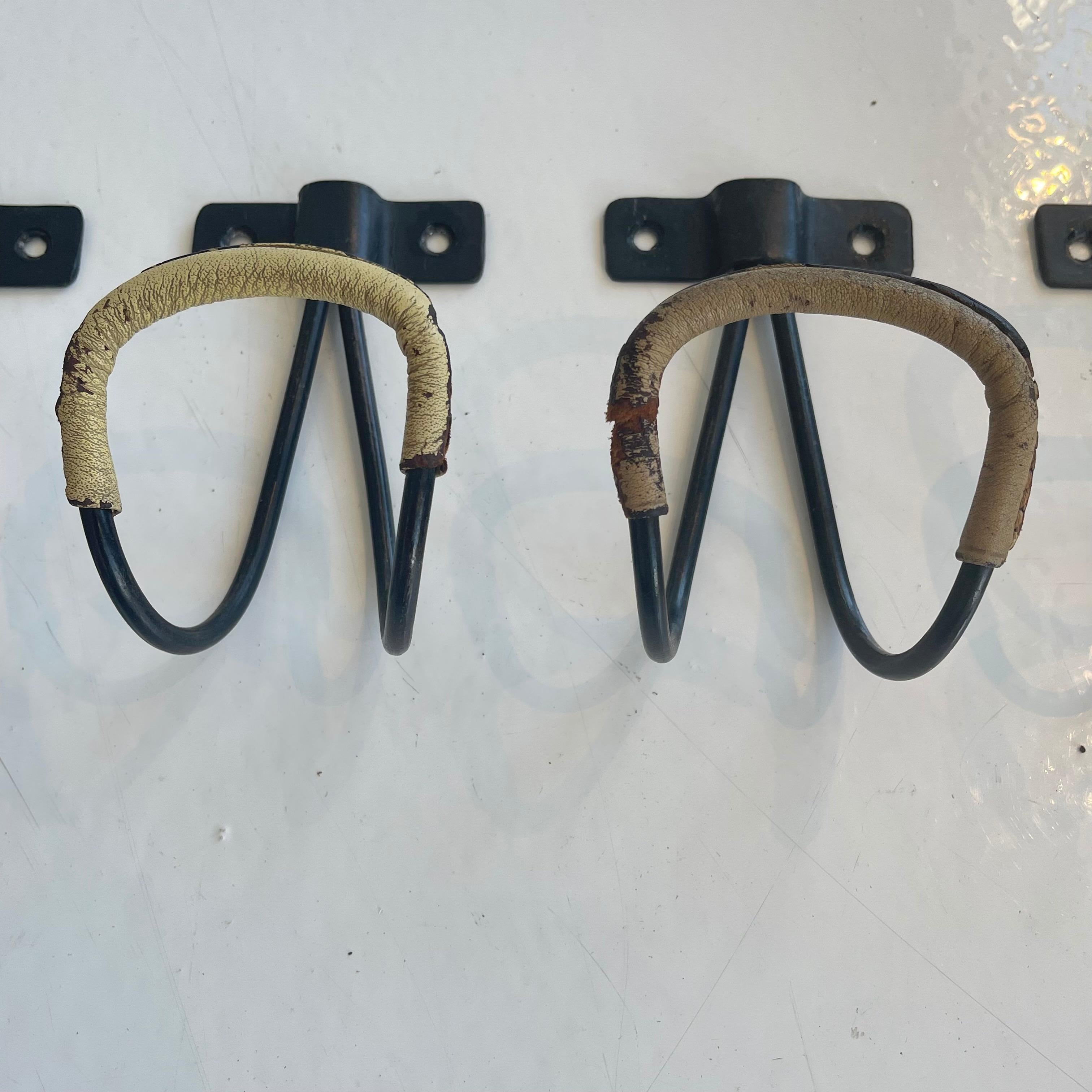 Set of 5 Jacques Adnet Leather Hooks 6