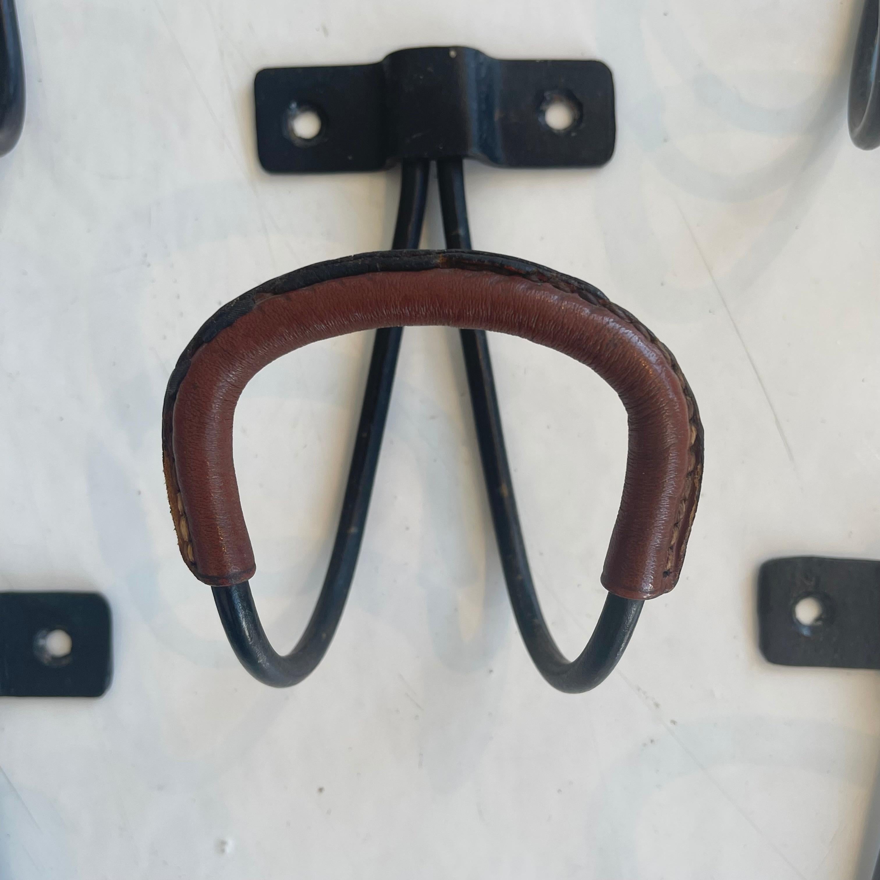 Set of 5 Jacques Adnet Leather Hooks 2
