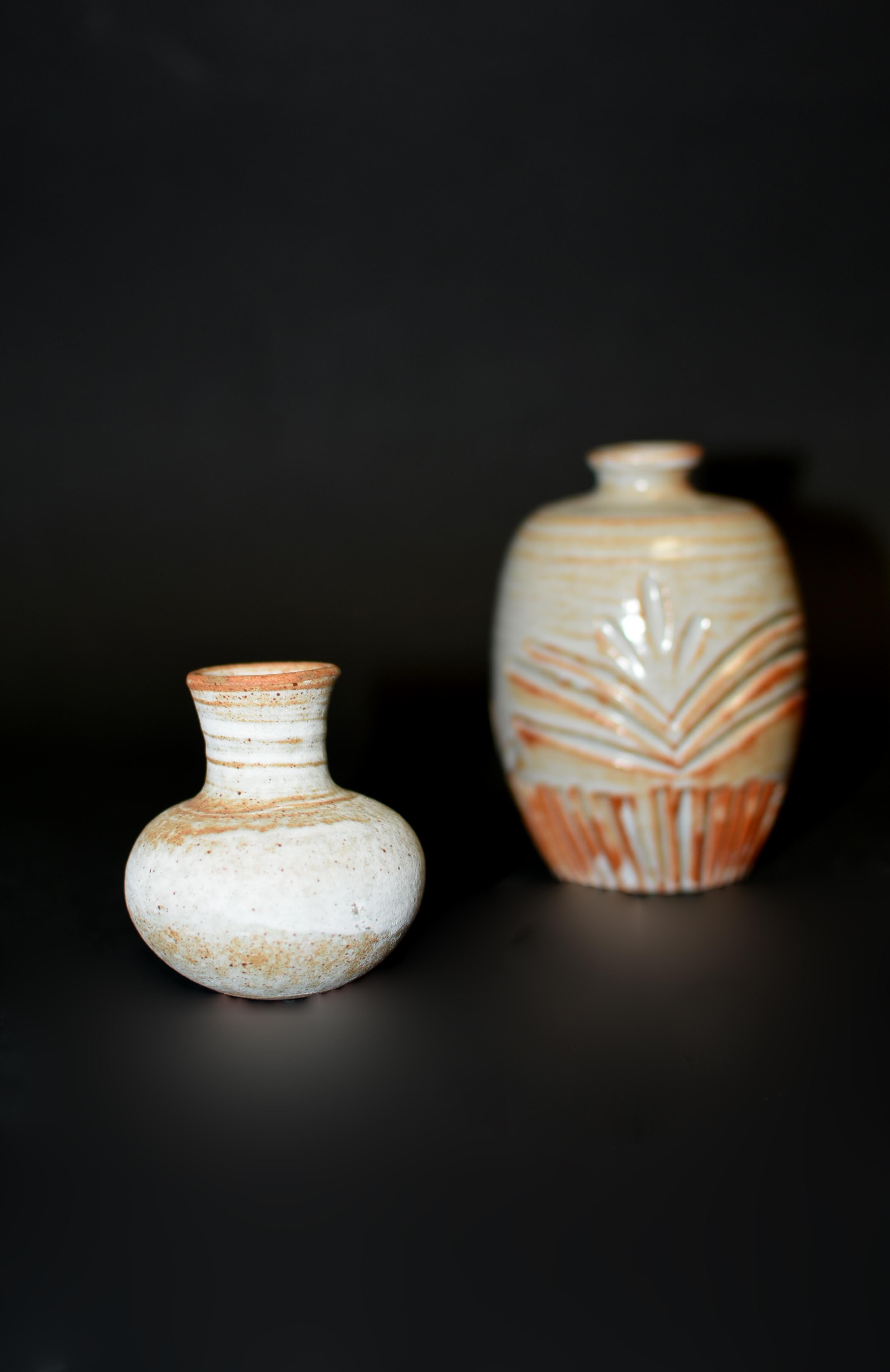 Set of 5 Japanese Wabi Sabi Small Pottery Vases  For Sale 12