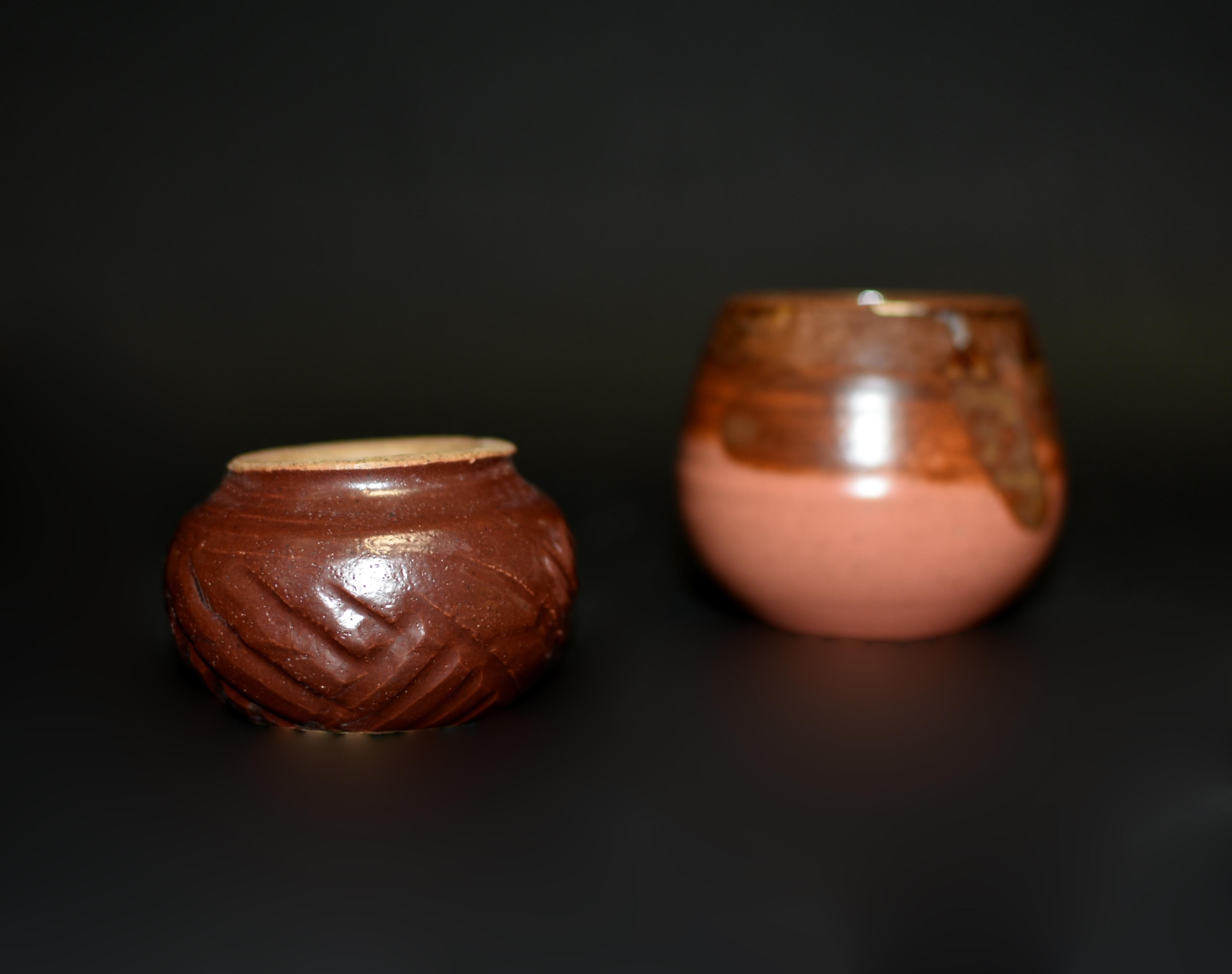 Set of 5 Japanese Wabi Sabi Small Pottery Vases  For Sale 14