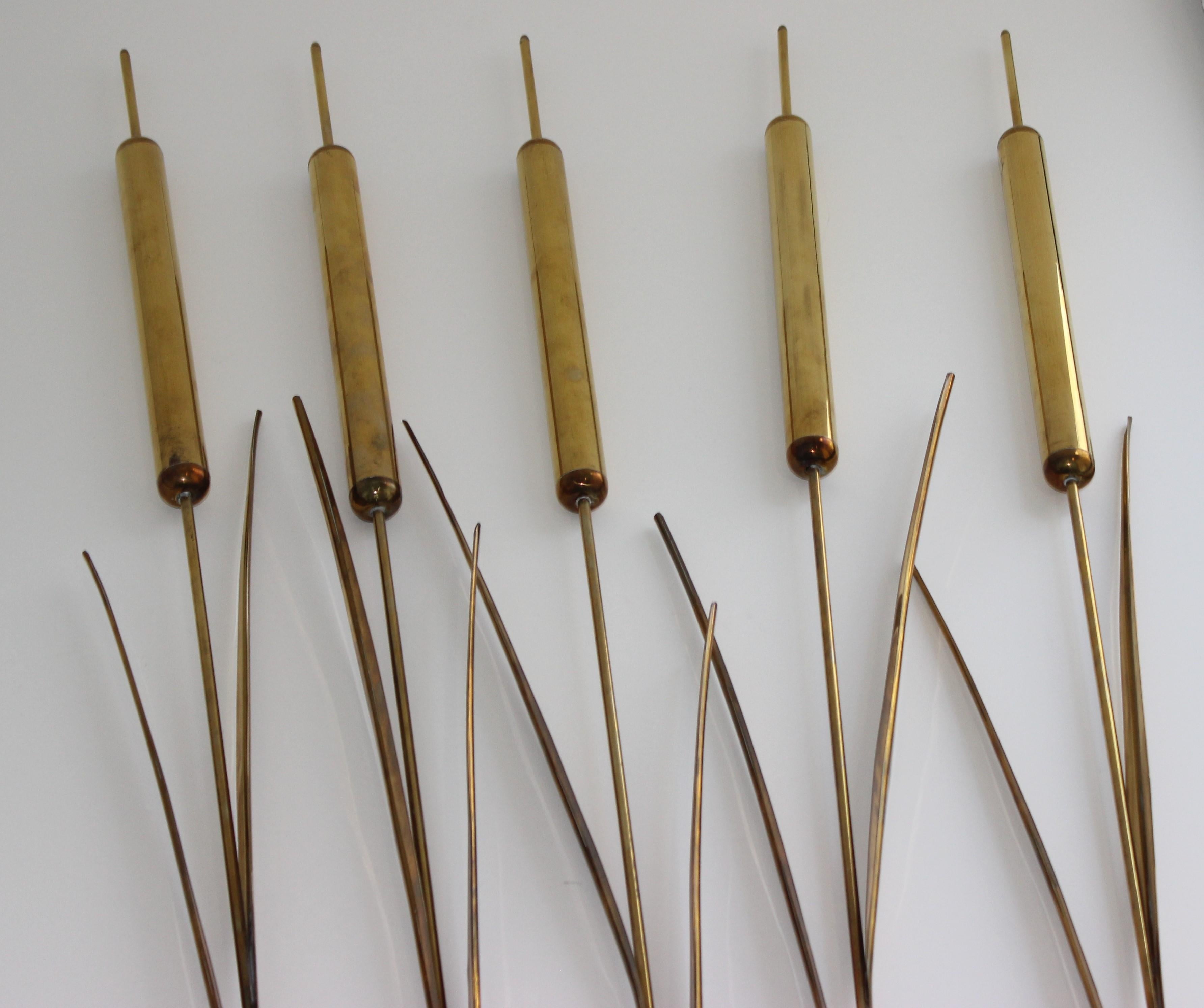 Late 20th Century Set of 5 Jere Brass Cat Tails Sculptures