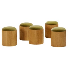Set of 5 Jessie Stools by Proisy Studio. Luxury Mohair Fabric.