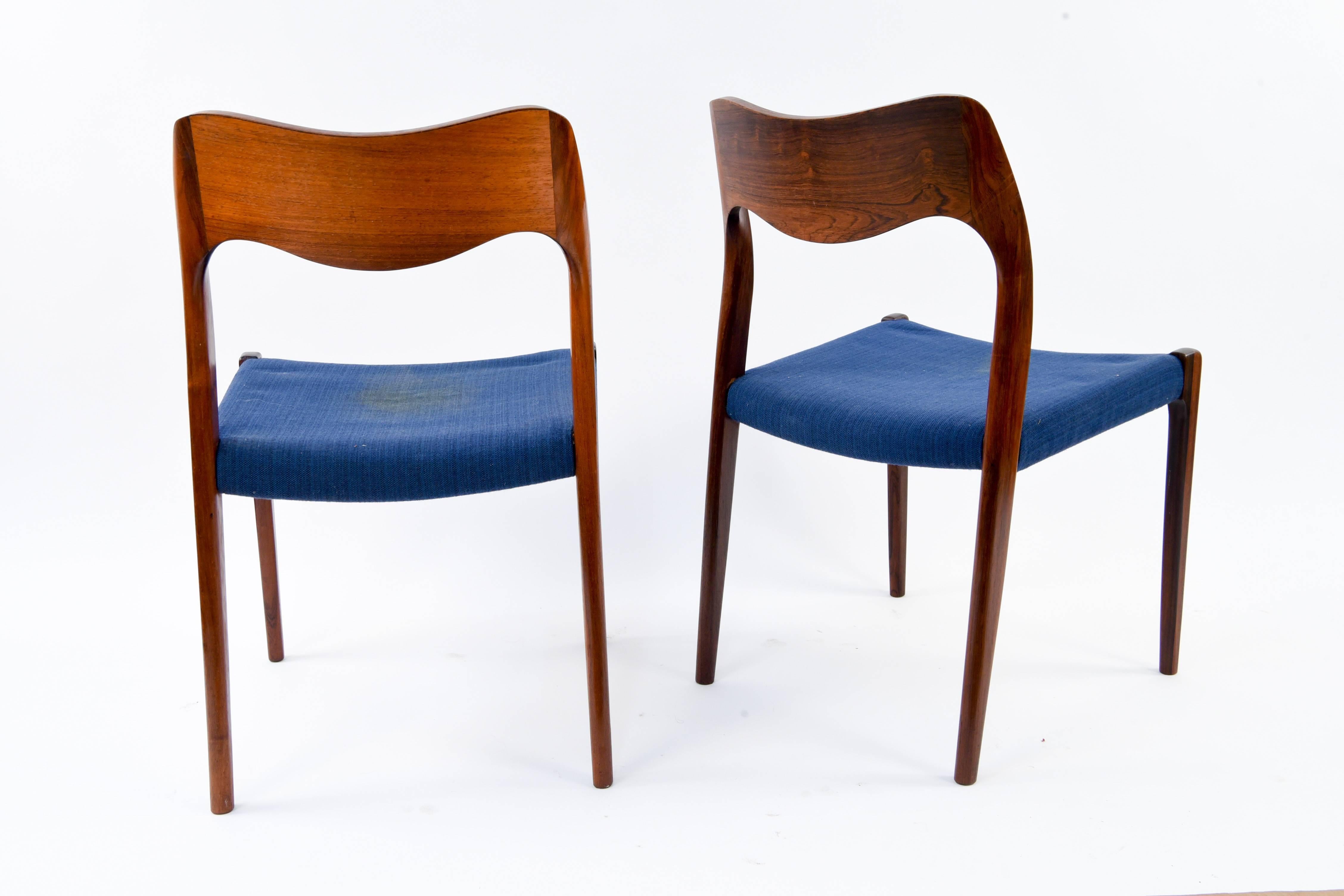 Set of Five Jl Møller Model No. 71. Dining Chairs by Arne Hovmand Olsen 2