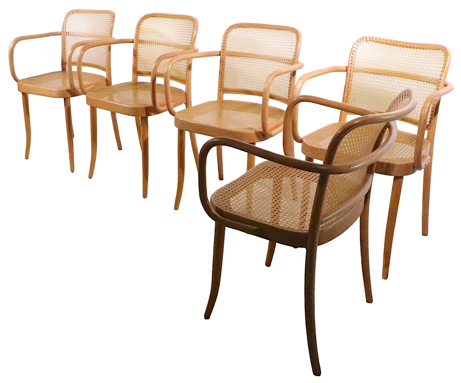 Vienna Secession Set of 5 Josef Frank Prague Chairs Made in Czechoslovakia, circa 1970s For Sale