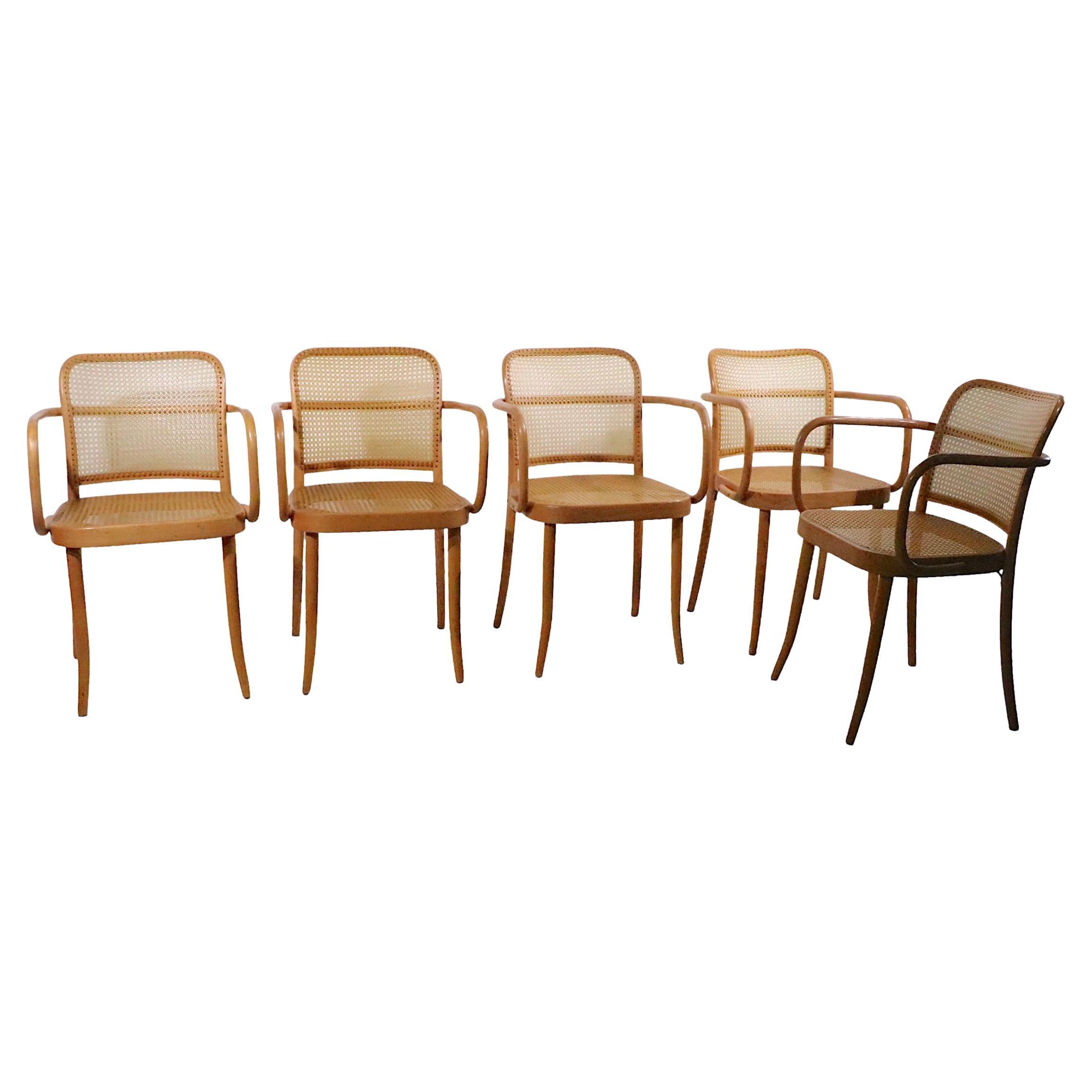 Set of 5 Josef Frank Prague Chairs Made in Czechoslovakia, circa 1970s For Sale