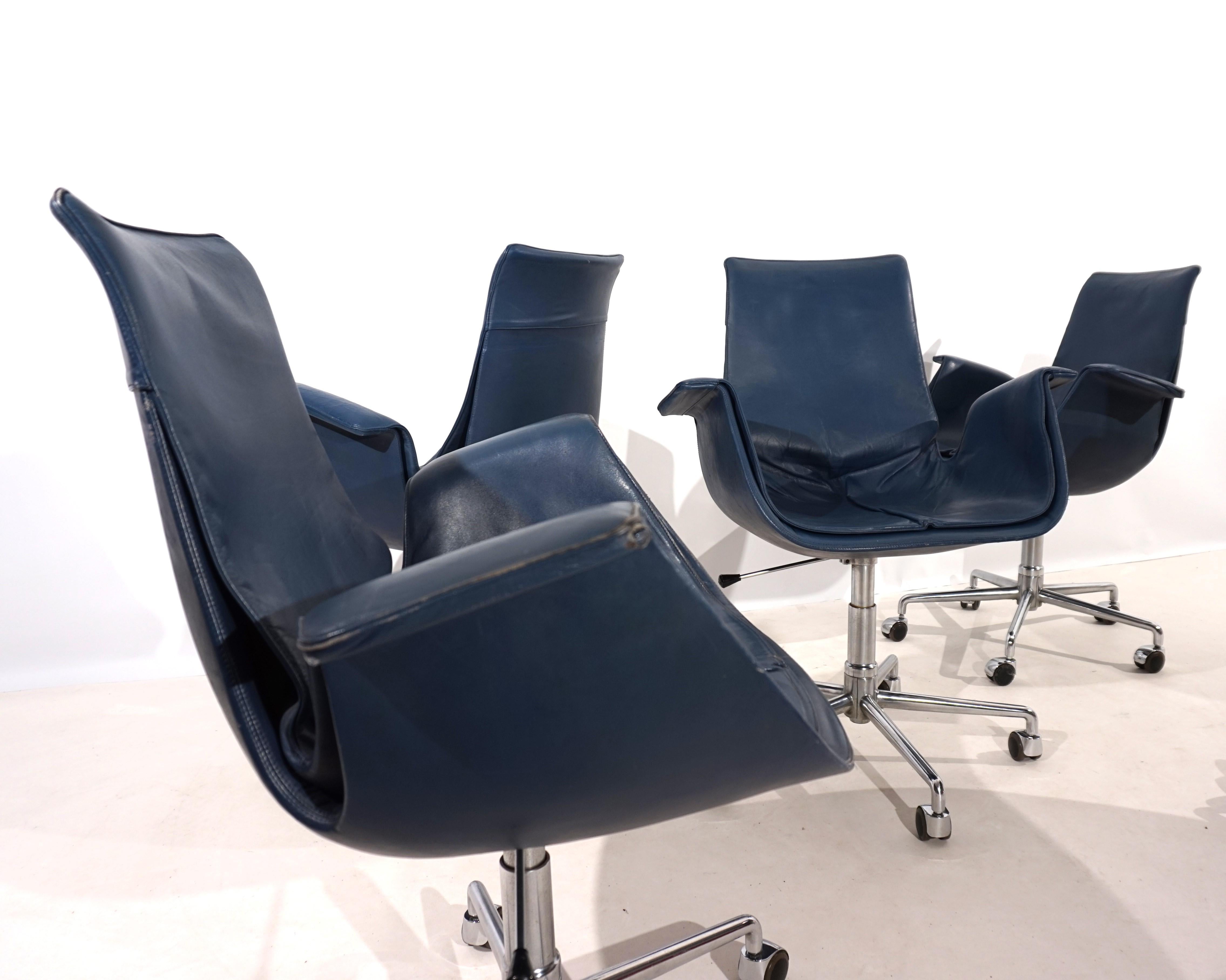 Set of 5 Kill International 6727 leather office chairs by Fabricius & Kastholm For Sale 10