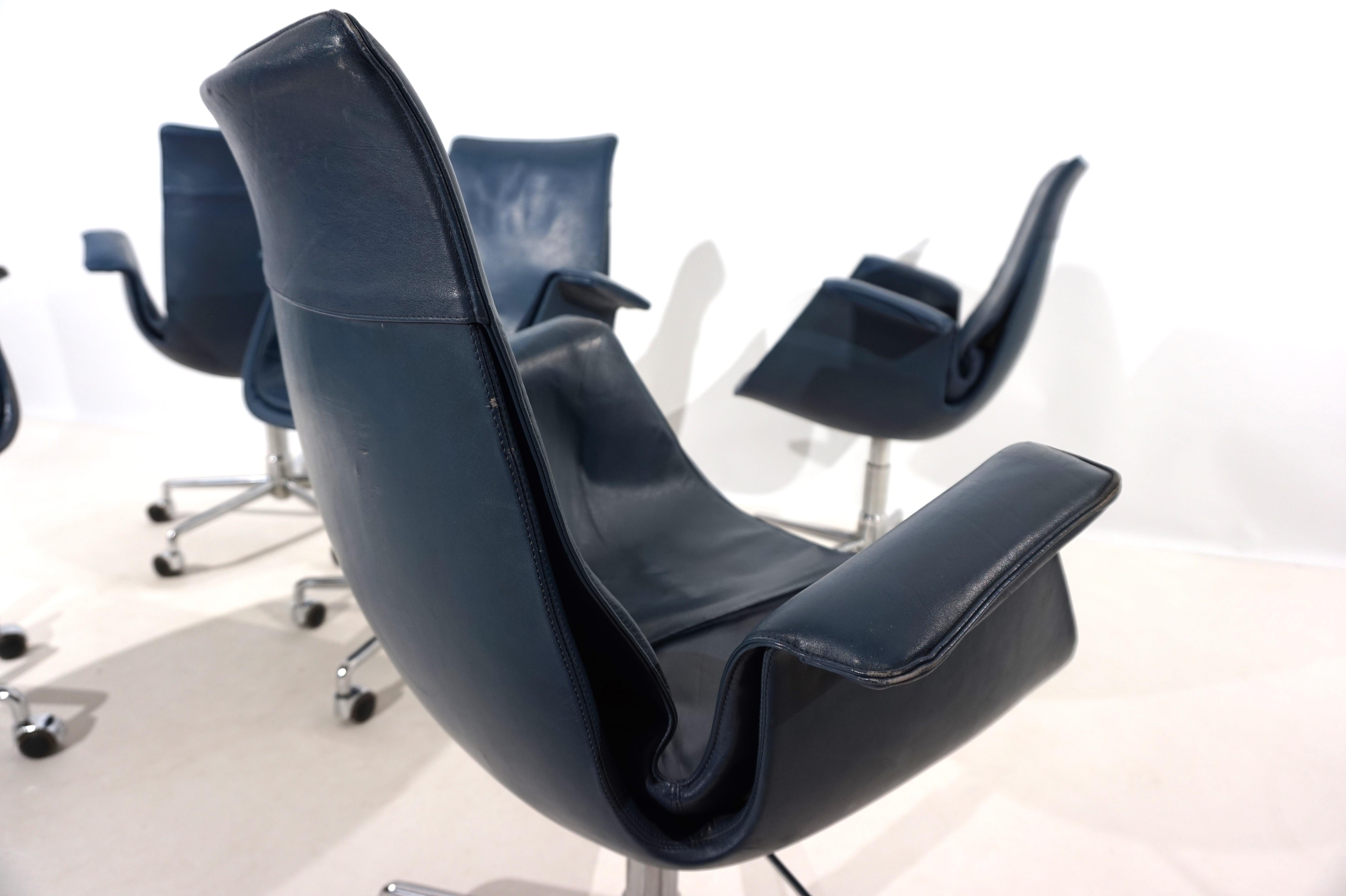 Leather Set of 5 Kill International 6727 leather office chairs by Fabricius & Kastholm For Sale