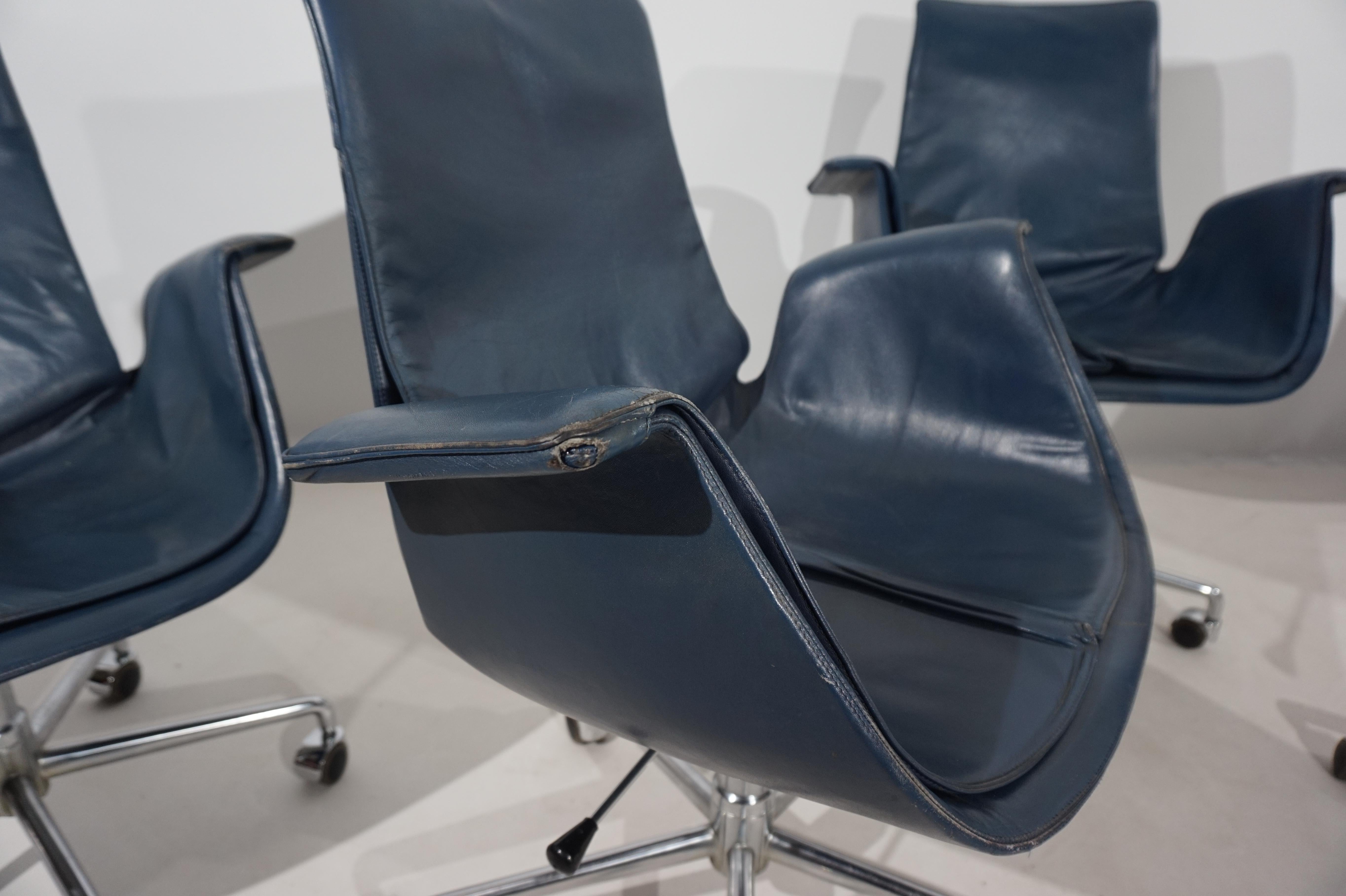 Set of 5 Kill International 6727 leather office chairs by Fabricius & Kastholm For Sale 2