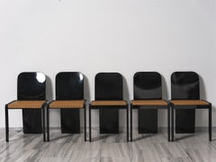 Set of 5 lacquered wood chairs with Vienna straw by Pierluigi Molinari for Pozzi