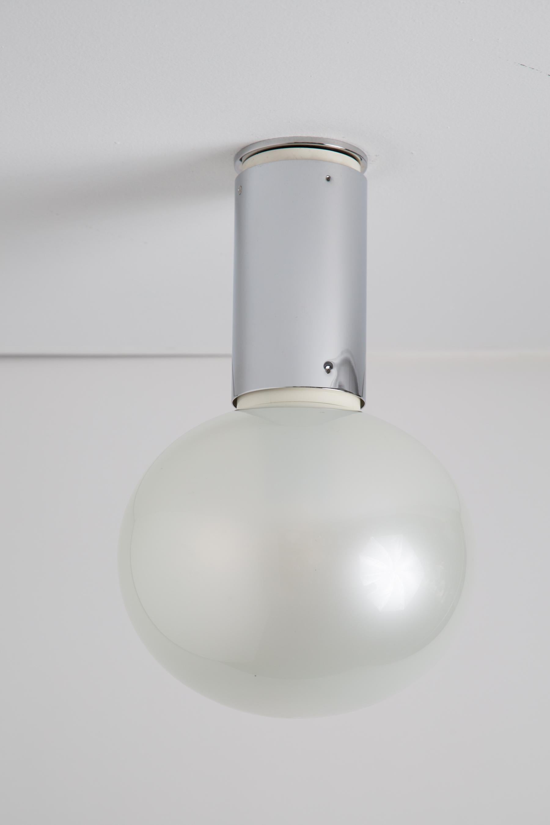 Set of 5 Large 1960s Motoko Ishii Glass & Metal Ceiling Lamps for Staff Leuchten For Sale 6
