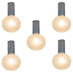 Set of 5 Large 1960s Motoko Ishii Glass & Metal Ceiling Lamps for Staff Leuchten