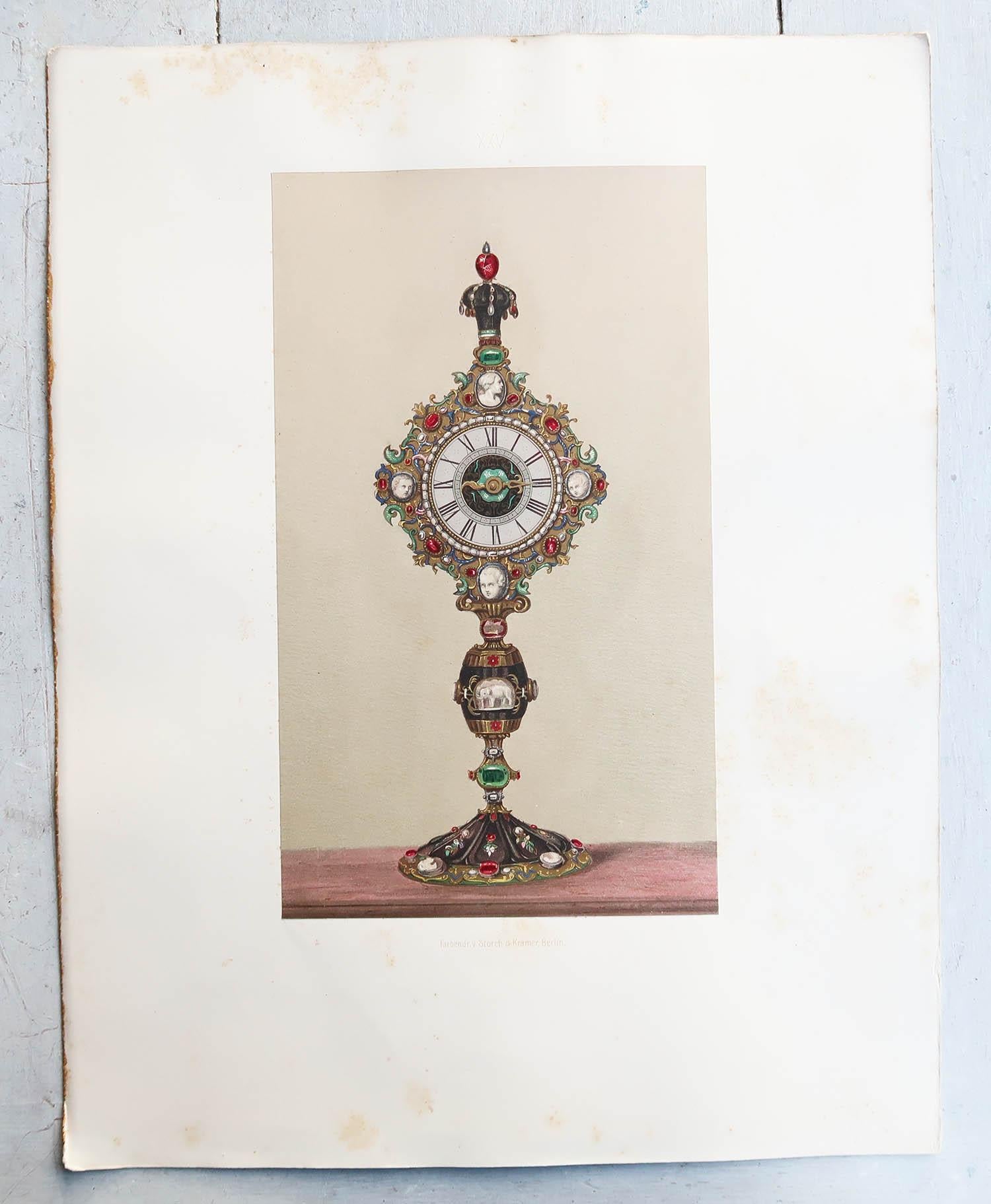 Superbe série de 5 tirages de Trésors de l'art européen

Chromolithographies

Publié par Louis Gruner, 1862.

Les tirages sont en bon état. Les montures blanches présentent des problèmes d'état. Ceci est visible sur les images

La mesure indiquée