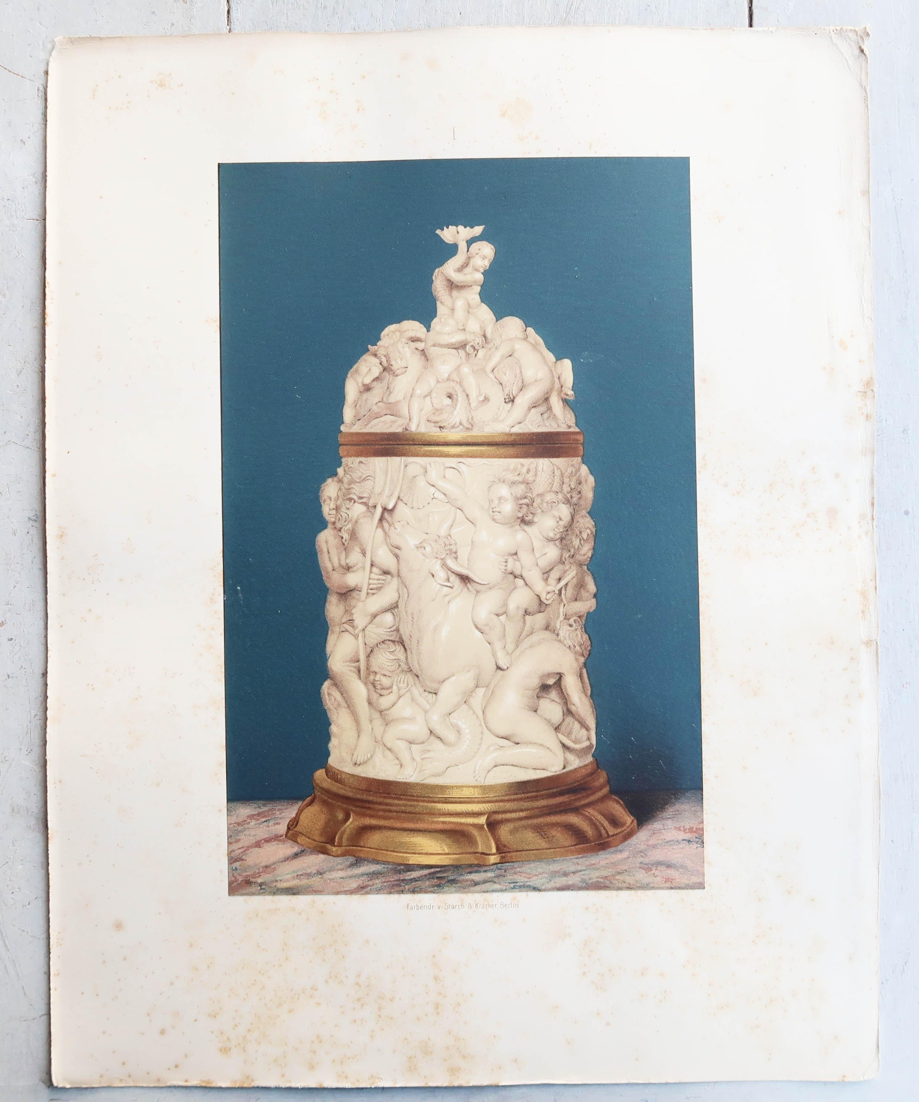 Set of 5 Large Antique Prints of European Renaissance Art Treasures. 1862 In Distressed Condition For Sale In St Annes, Lancashire