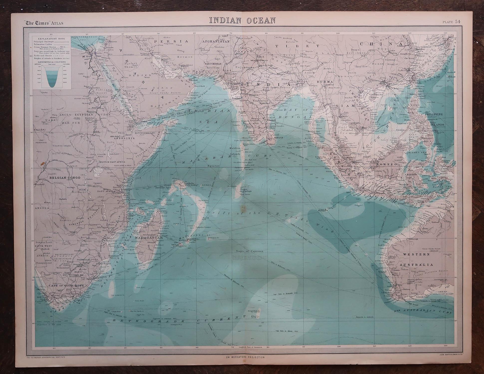 Set von 5 großen Original-Vintage-Seekarten, um 1920 (Britisch) im Angebot