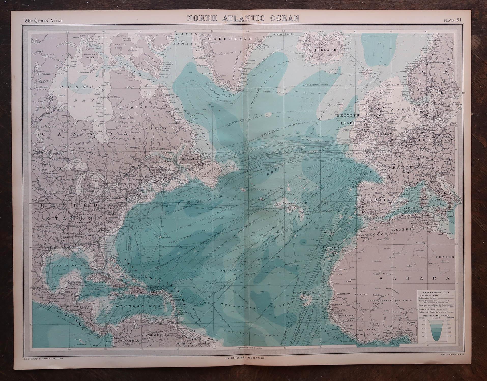 Set von 5 großen Original-Vintage-Seekarten, um 1920 (Sonstiges) im Angebot