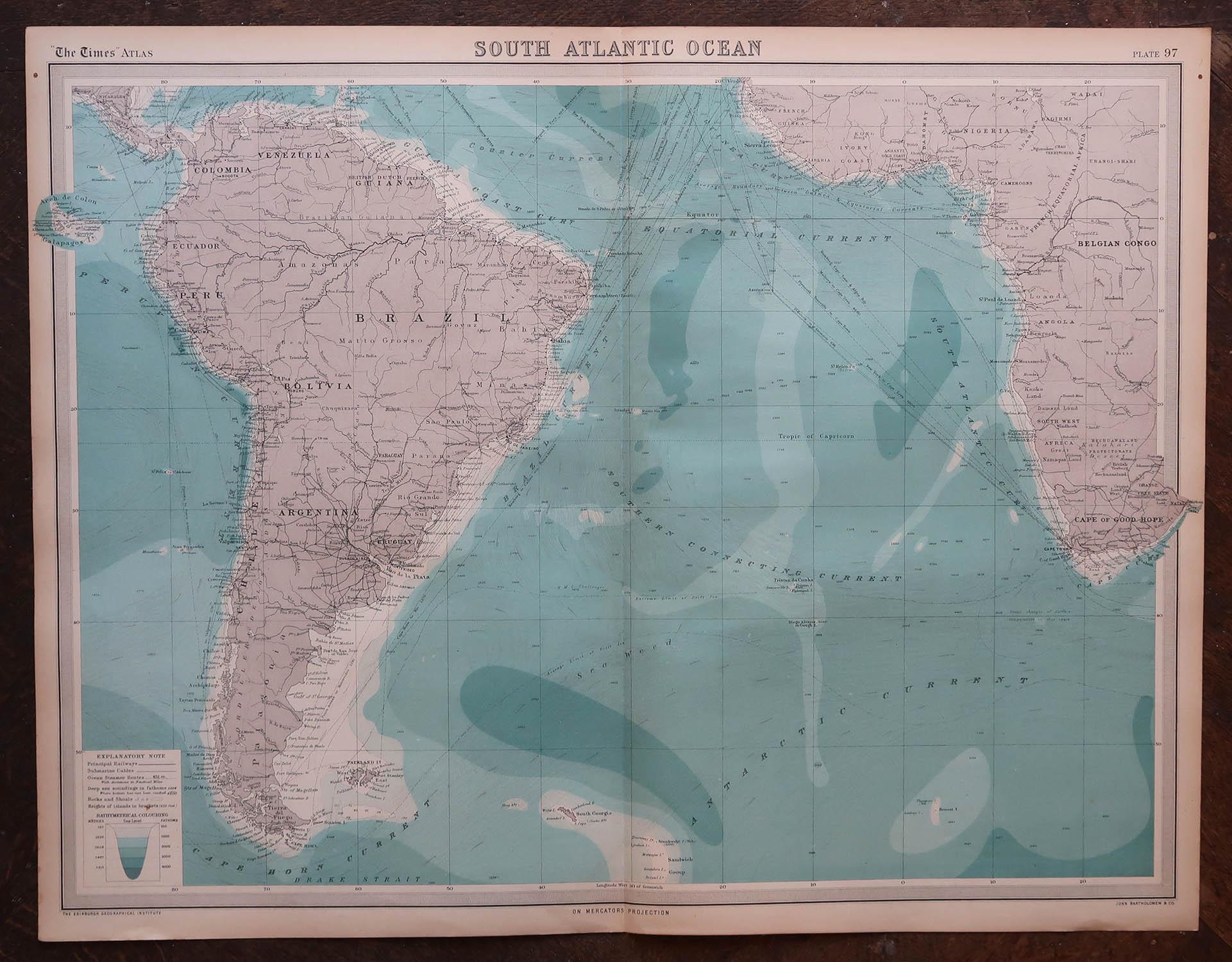 Set of 5 Large Original Vintage Sea Charts, circa 1920 In Good Condition For Sale In St Annes, Lancashire