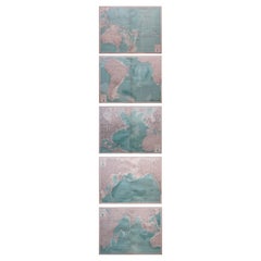 Set of 5 Large Original Vintage Sea Charts, circa 1920