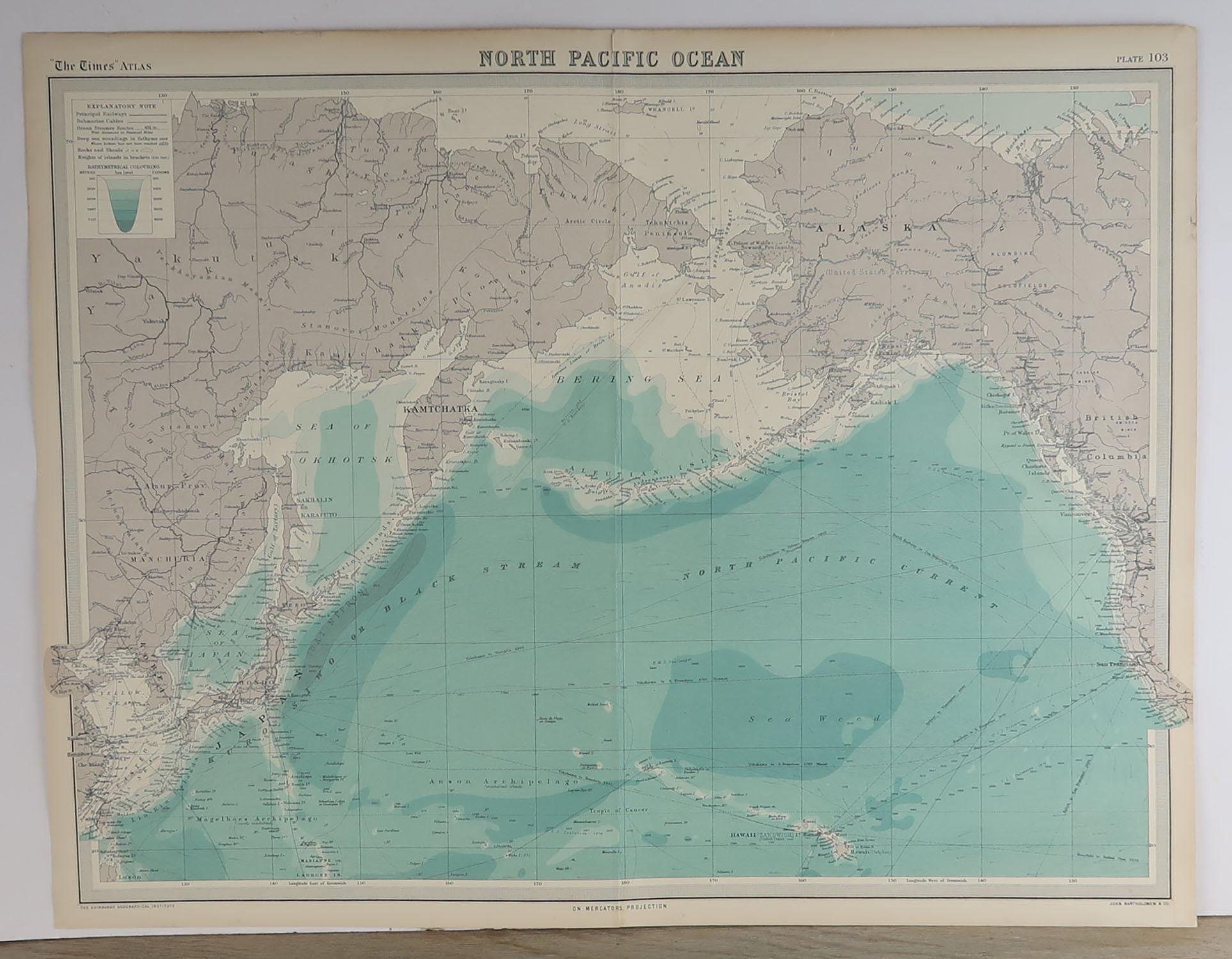 Early 20th Century Set of 5 Large Original Vintage Sea Charts