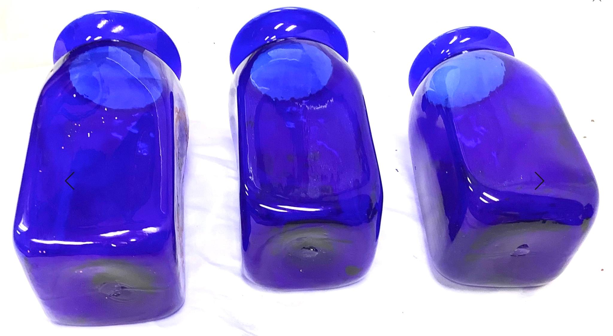 vintage blue glass canister set
