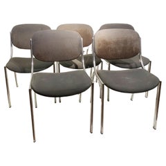 5 Stühle aus Chrom und Stoff aus der späten Jahrhundertmitte, COM, 1970er Jahre