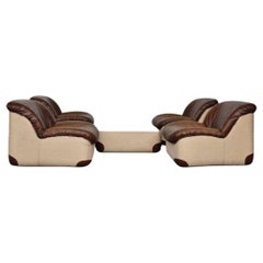 Set of 5 Leather Armchairs with Swan Table from the 1970s