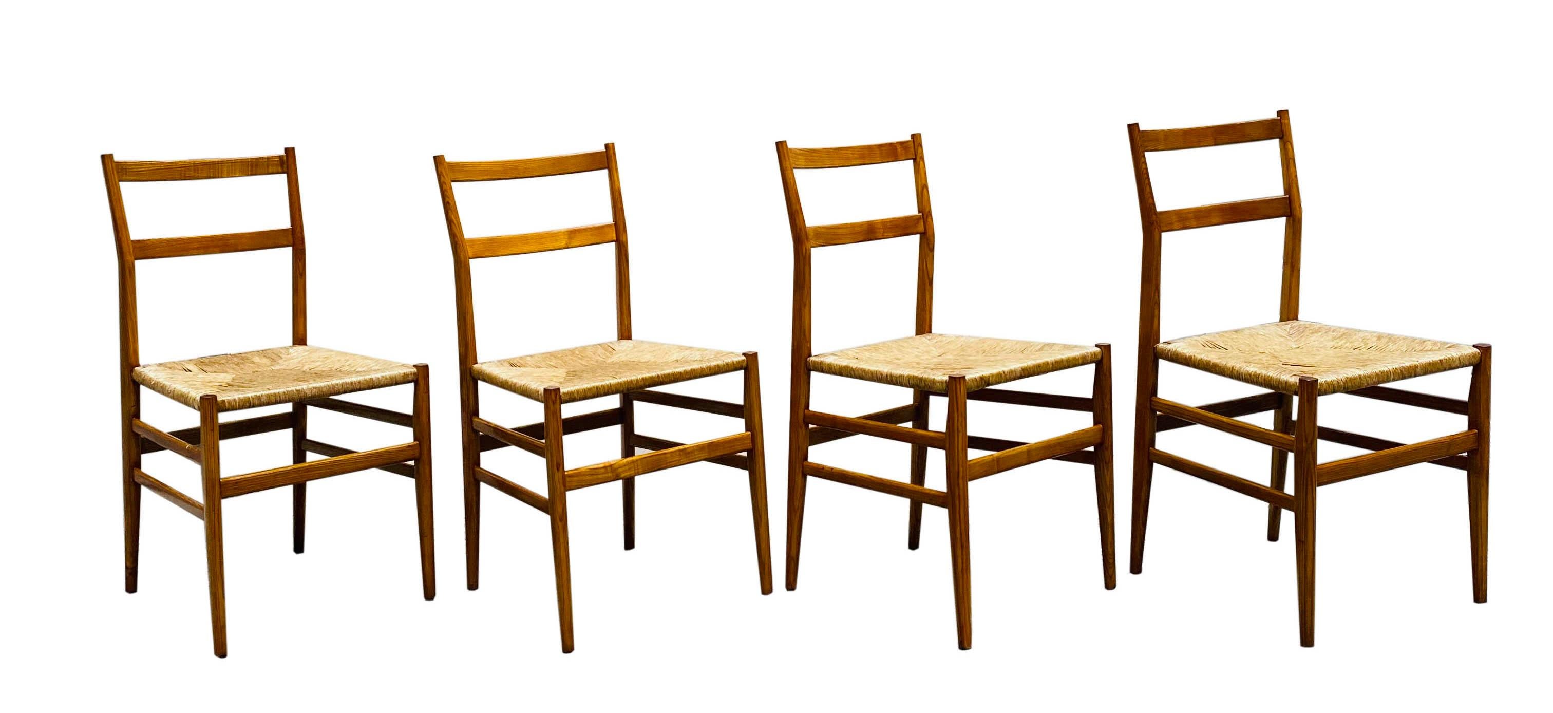 Mid-Century Modern Set of 5 Leggera 646 Chairs Gio Ponti for Cassina, Italy, 1950s