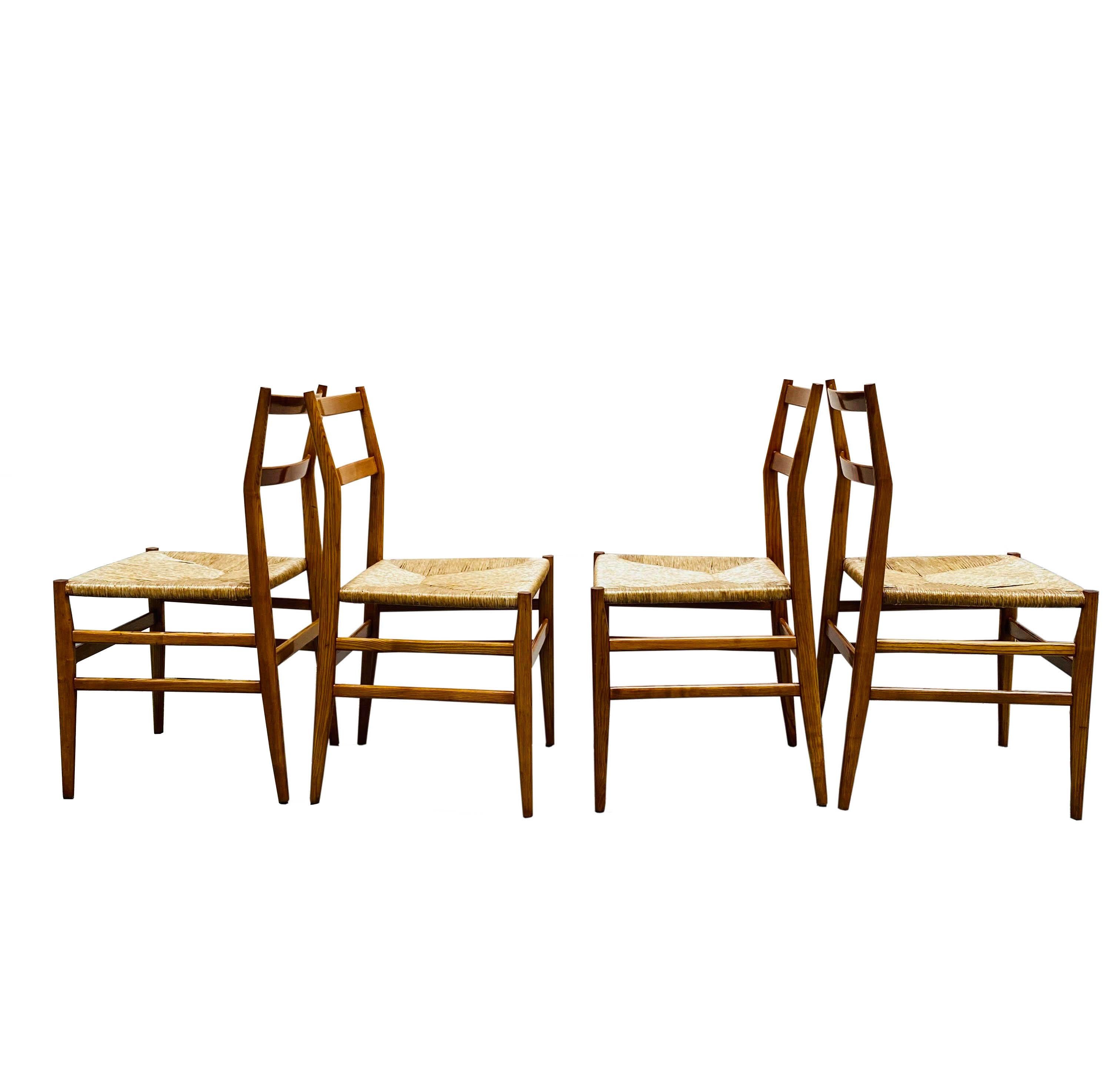 Italian Set of 5 Leggera 646 Chairs Gio Ponti for Cassina, Italy, 1950s