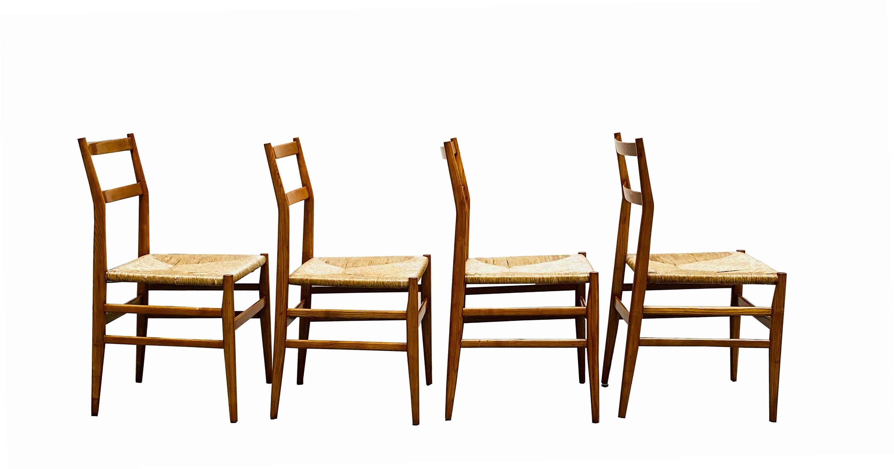 Set of 5 Leggera 646 Chairs Gio Ponti for Cassina, Italy, 1950s In Good Condition In Naples, IT