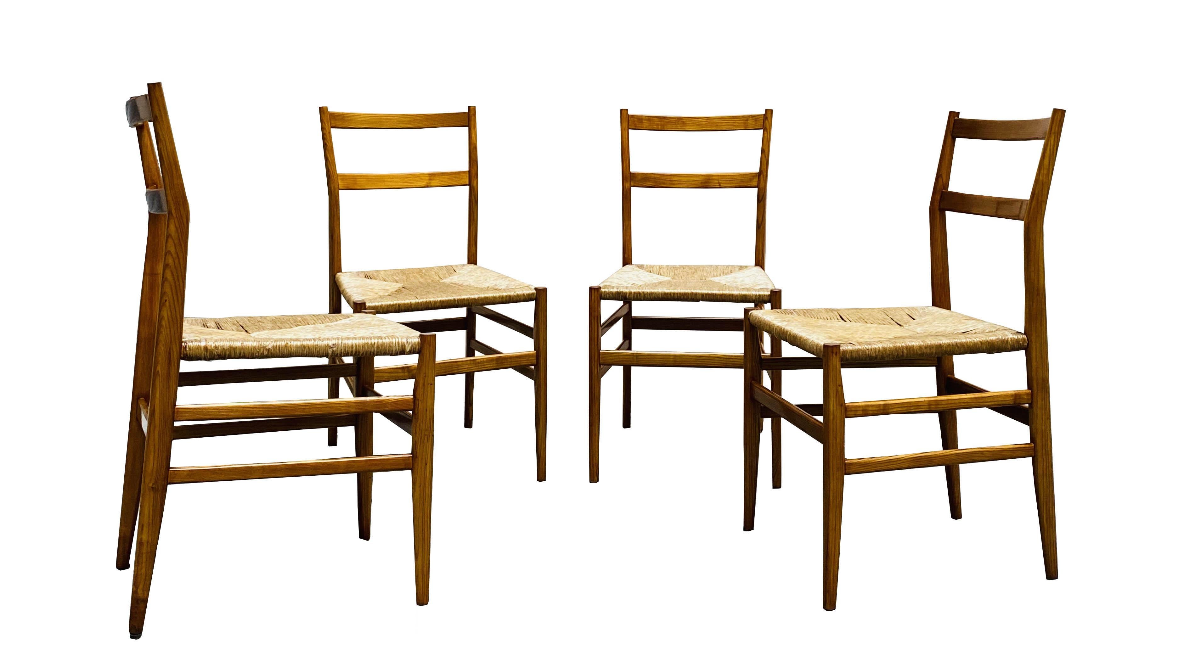 Mid-20th Century Set of 5 Leggera 646 Chairs Gio Ponti for Cassina, Italy, 1950s