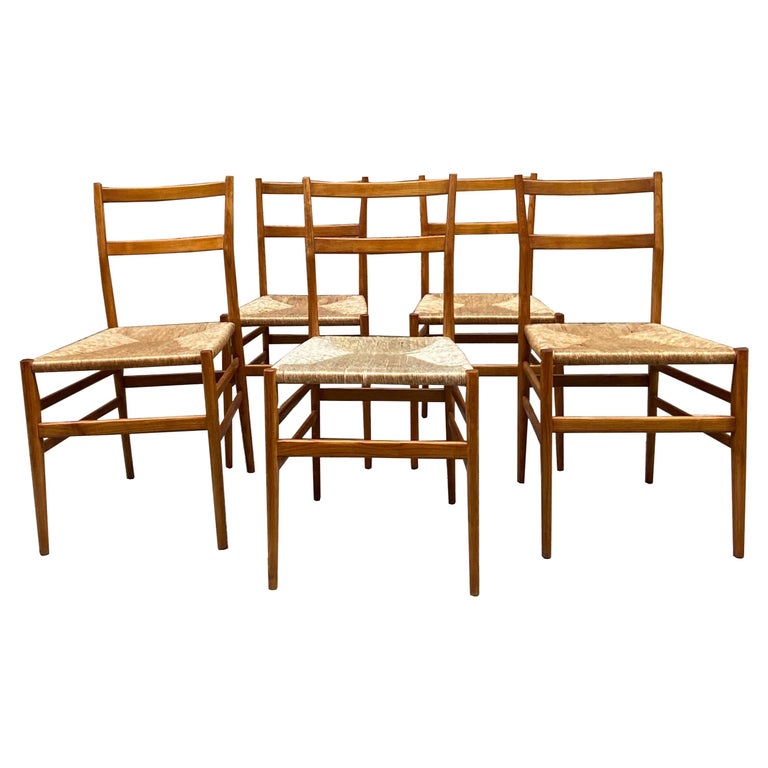Set of 5 Leggera 646 Chairs Gio Ponti for Cassina, Italy, 1950s For Sale